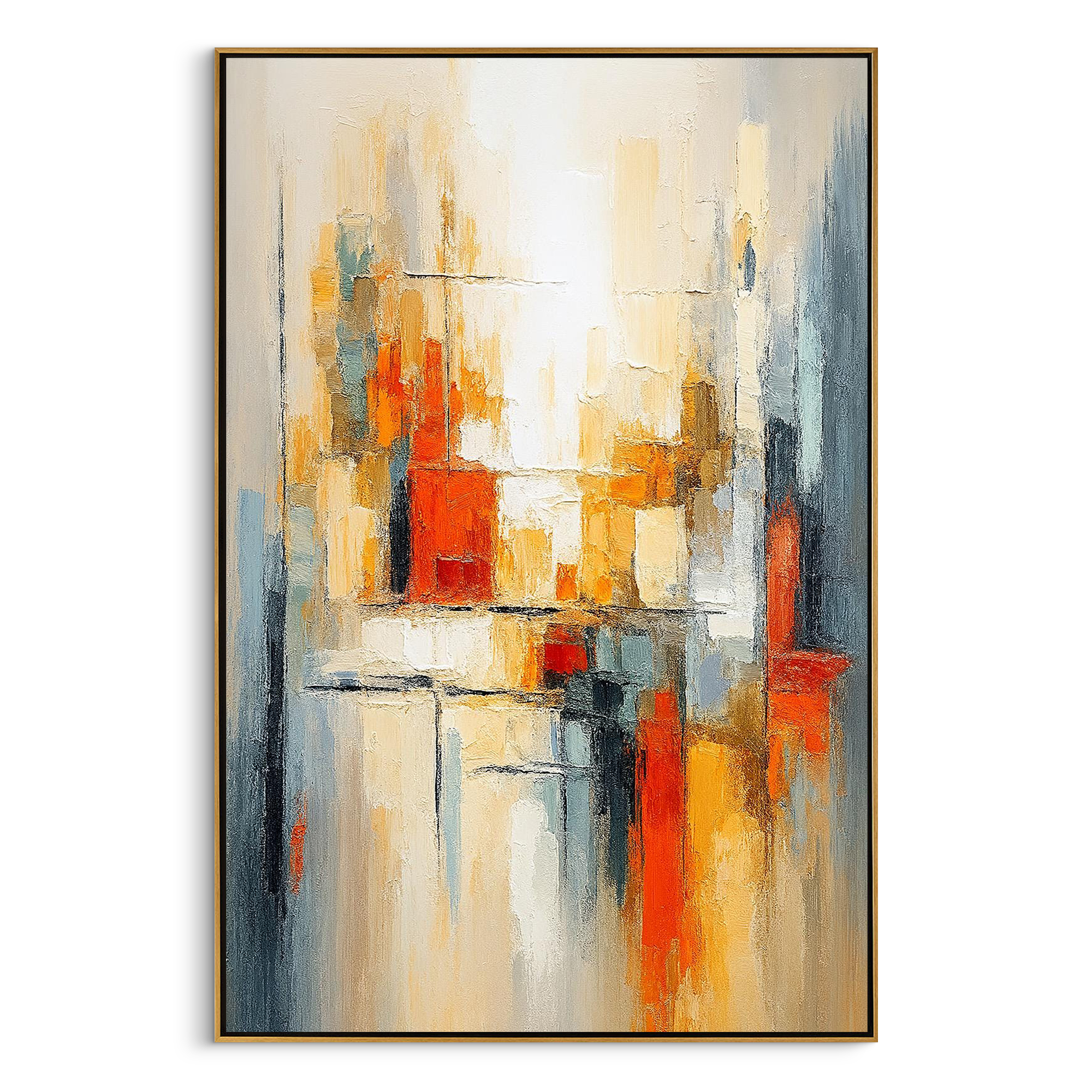 URBAN PULSE: Modern Abstract Wall Art, Bold Geometric Palette Knife Impasto Canvas