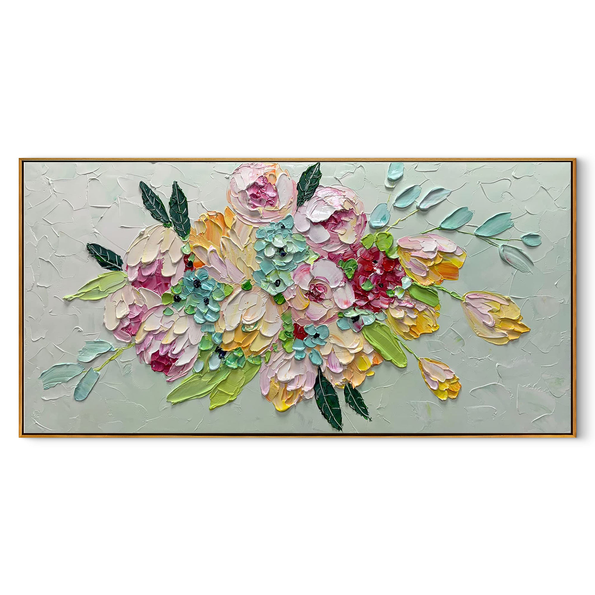 VIBRANT BLOOM: Modern Impasto Floral Wall Art, Colorful 3D Textured Flower Painting