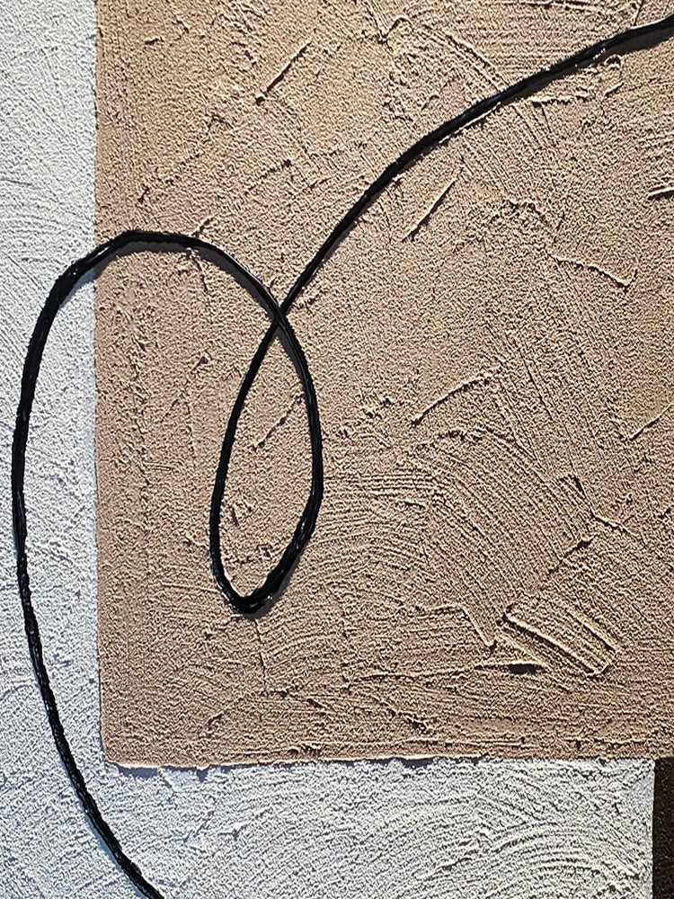 Flowing Line – Modern Earthy Tone Plaster Relief Wabi-Sabi Painting | Japandi Organic Wabi-Sabi Living Room & Hallway Art