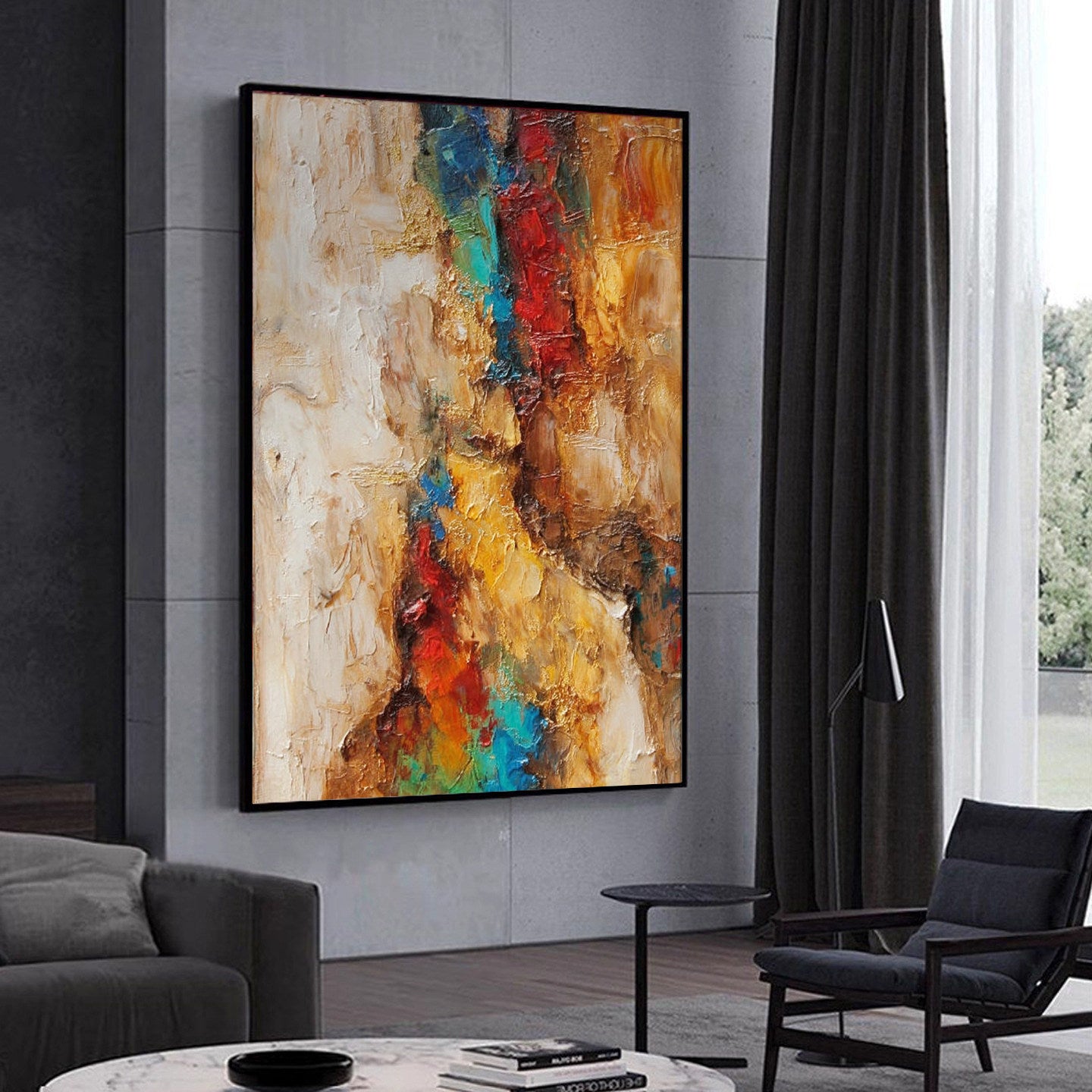Magma Flow – Heavy Texture Colorful Abstract Painting | Bold Abstract Palette Knife Living Room Art