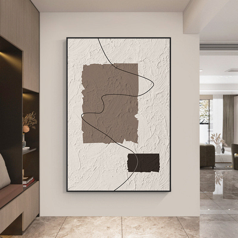 Flowing Line – Modern Earthy Tone Plaster Relief Wabi-Sabi Painting | Japandi Organic Wabi-Sabi Living Room & Hallway Art