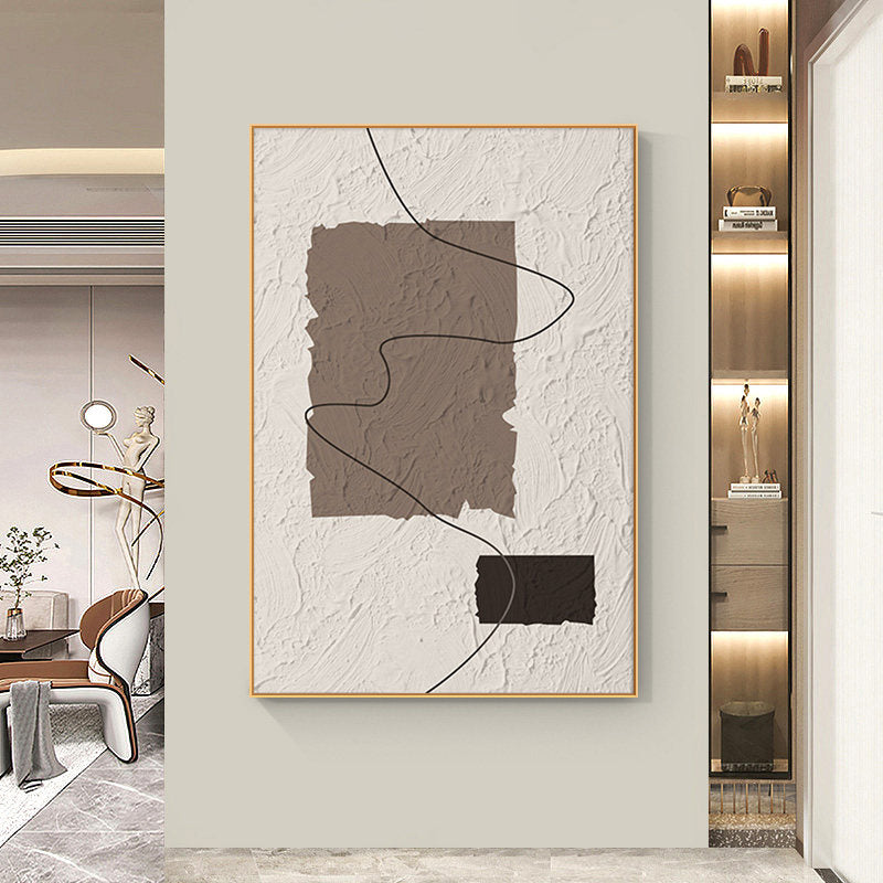Flowing Line – Modern Earthy Tone Plaster Relief Wabi-Sabi Painting | Japandi Organic Wabi-Sabi Living Room & Hallway Art