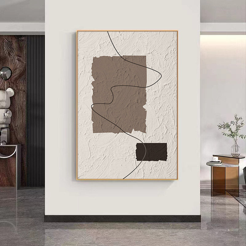 Flowing Line – Modern Earthy Tone Plaster Relief Wabi-Sabi Painting | Japandi Organic Wabi-Sabi Living Room & Hallway Art