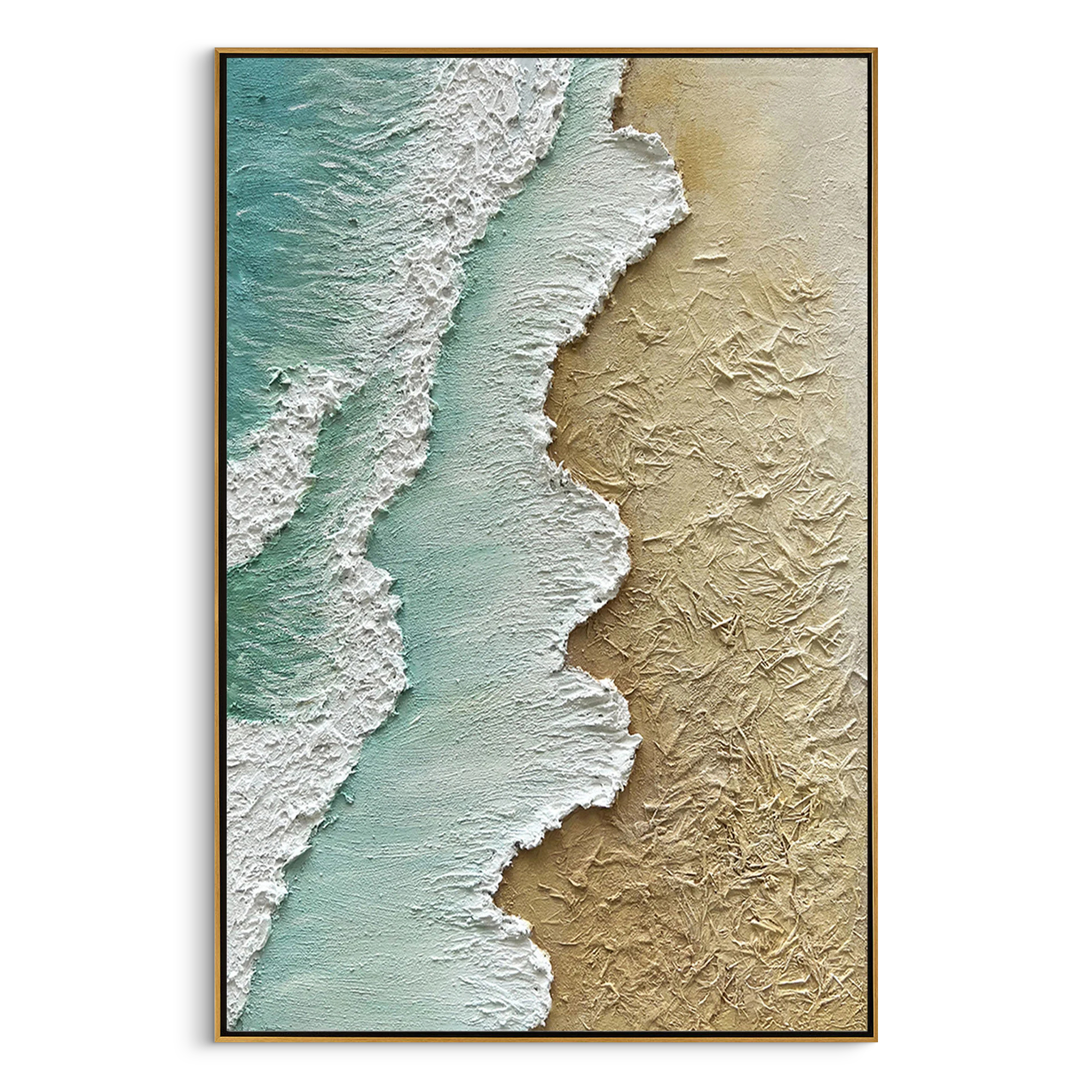 EMERALD COAST: Heavy Impasto Ocean Wave Painting, 3D Textured Seascape Abstract Art
