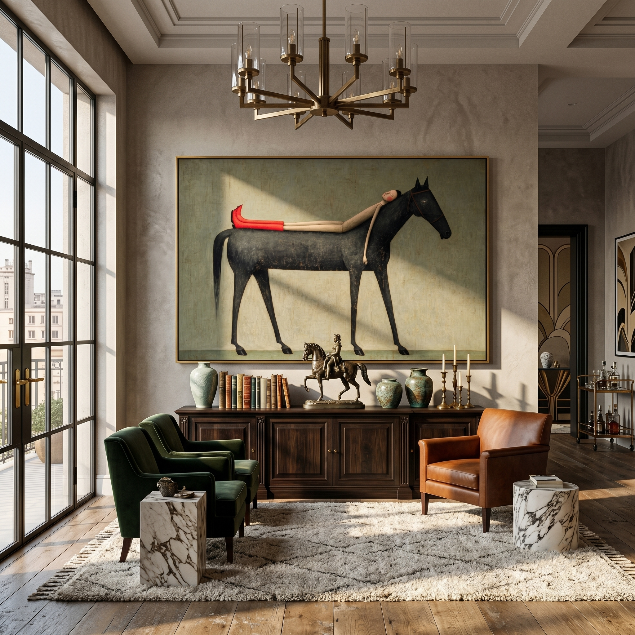 Dreamy Companion – Modern Whimsical Canvas Art | Minimalist Surrealism Living Room Art