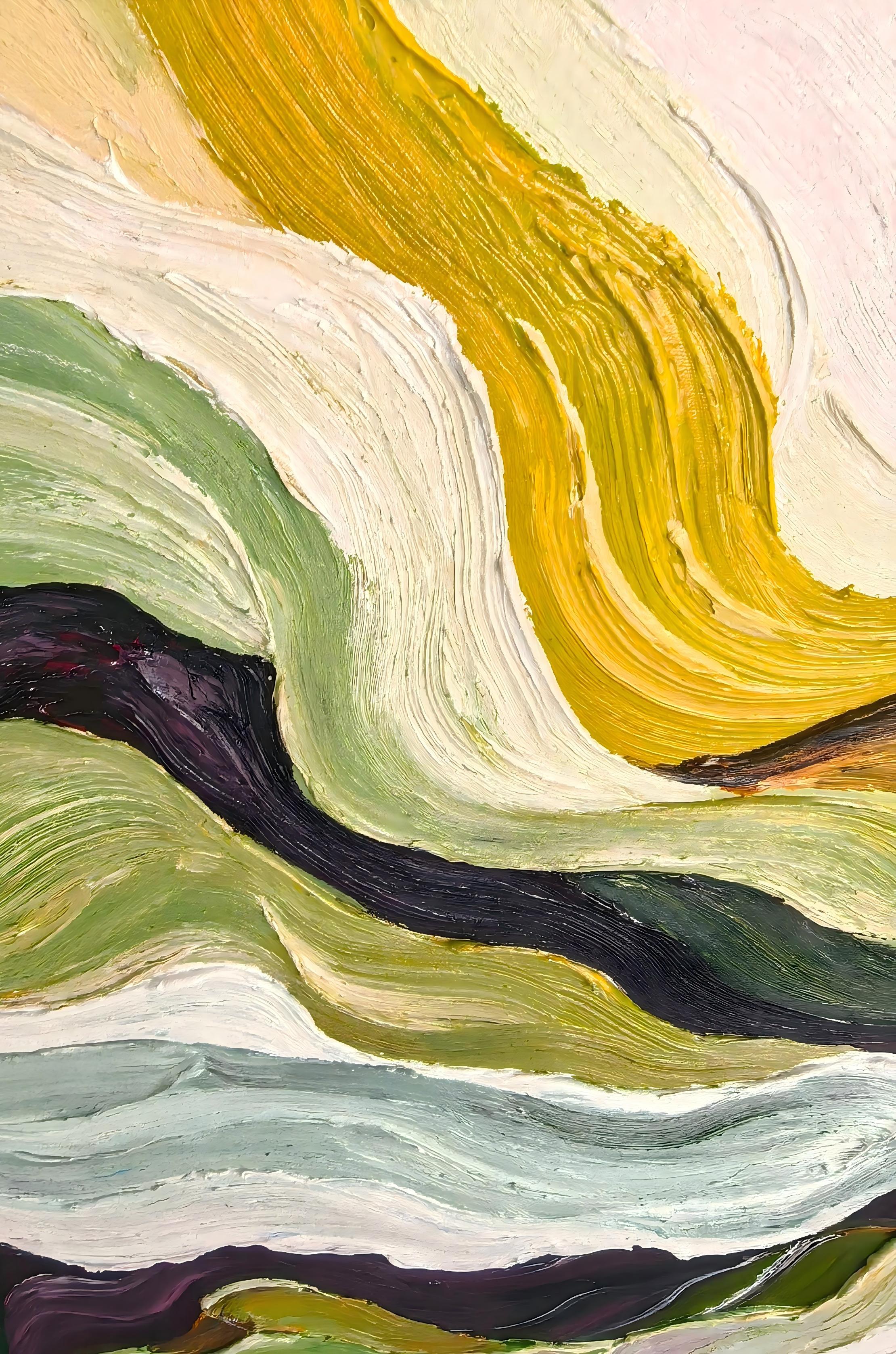 Mountain Rhythms – Heavy Texture Earth-Tone Abstract Painting | Modern Wabi-Sabi Large Living Room Art