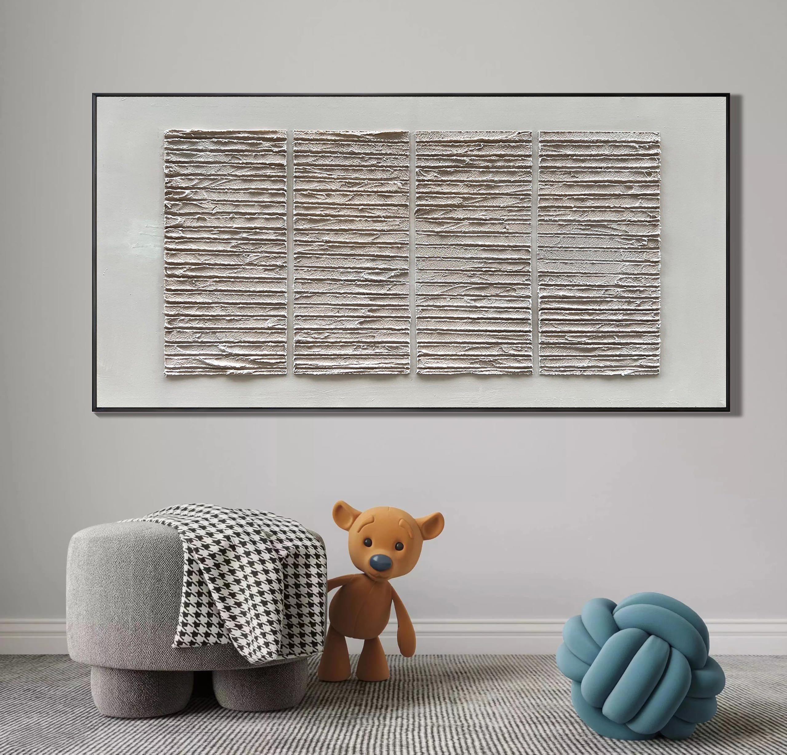 Zen Script – 3D Linear Matrix Relief Wabi-Sabi Painting | Japandi Wabi-Sabi Living Room & Bedroom Art