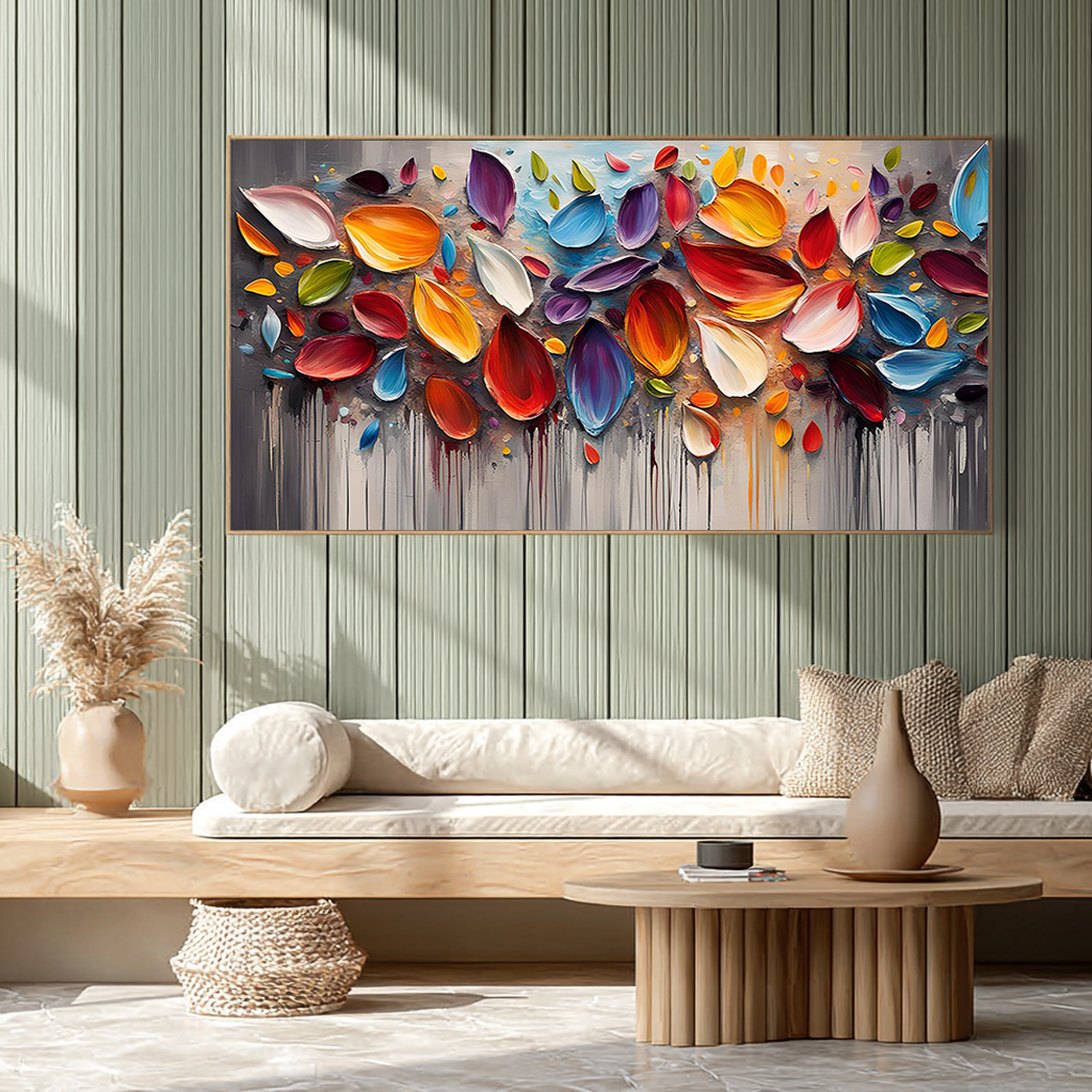 Cosmic Flow – Hand-Painted Multicolored Fluid Ink Style Heavy Texture Palette Knife Oil Abstract Painting | Bold Abstract Palette Knife Living Room Art