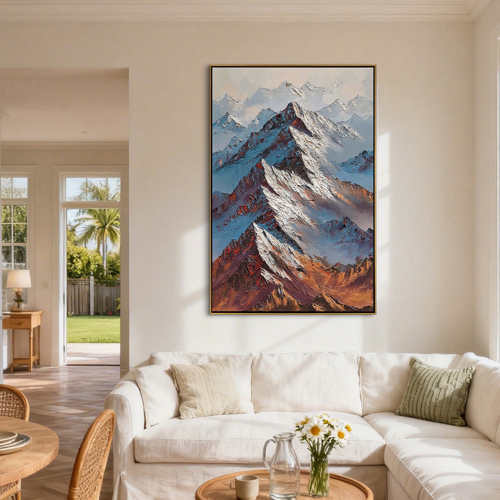 Ember Summit – Bold Textured Alpine Landscape Heavy Painting | Contemporary Mountain Living Room & Home Office Art