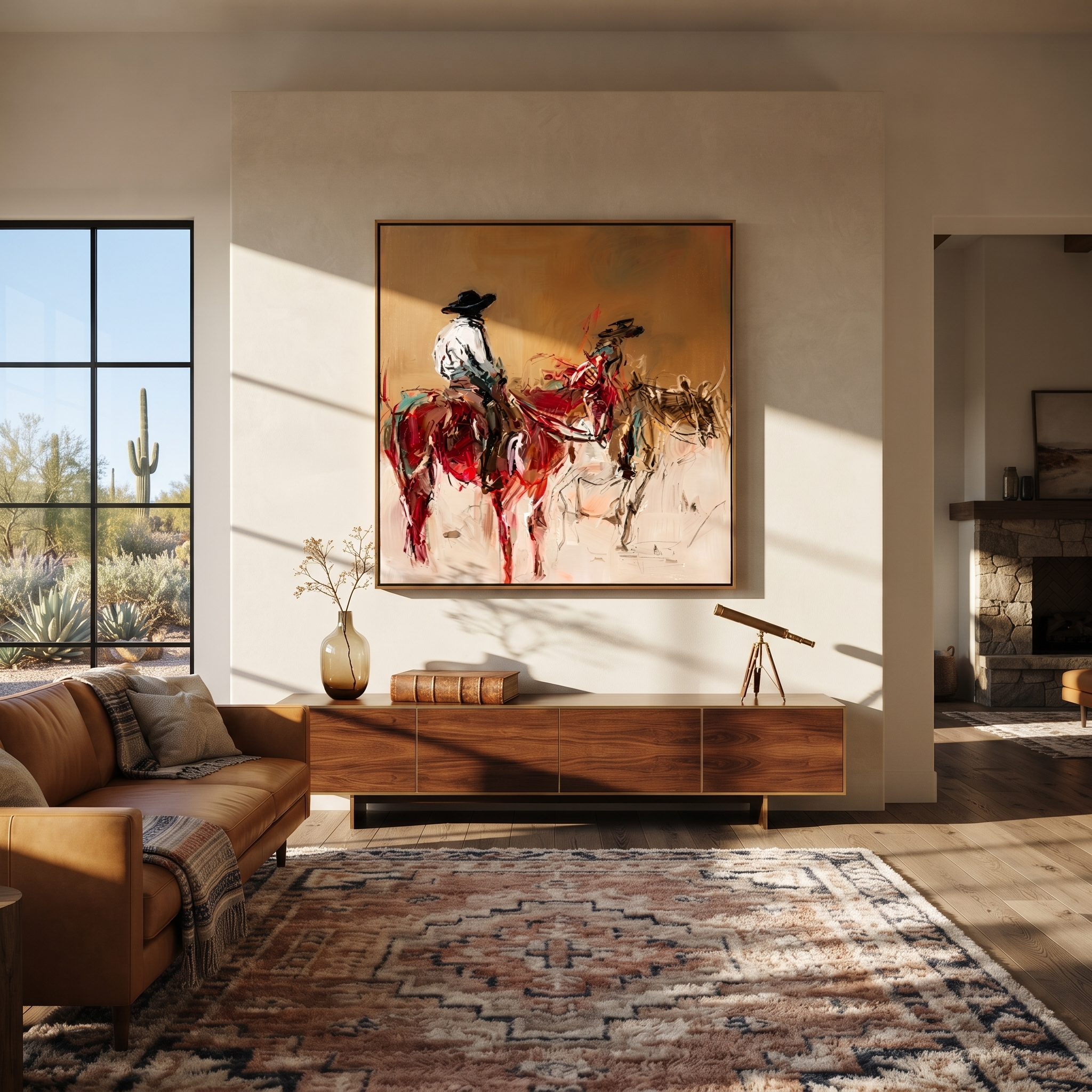 Red Riders Cross Dust styled with warm modern furnishings