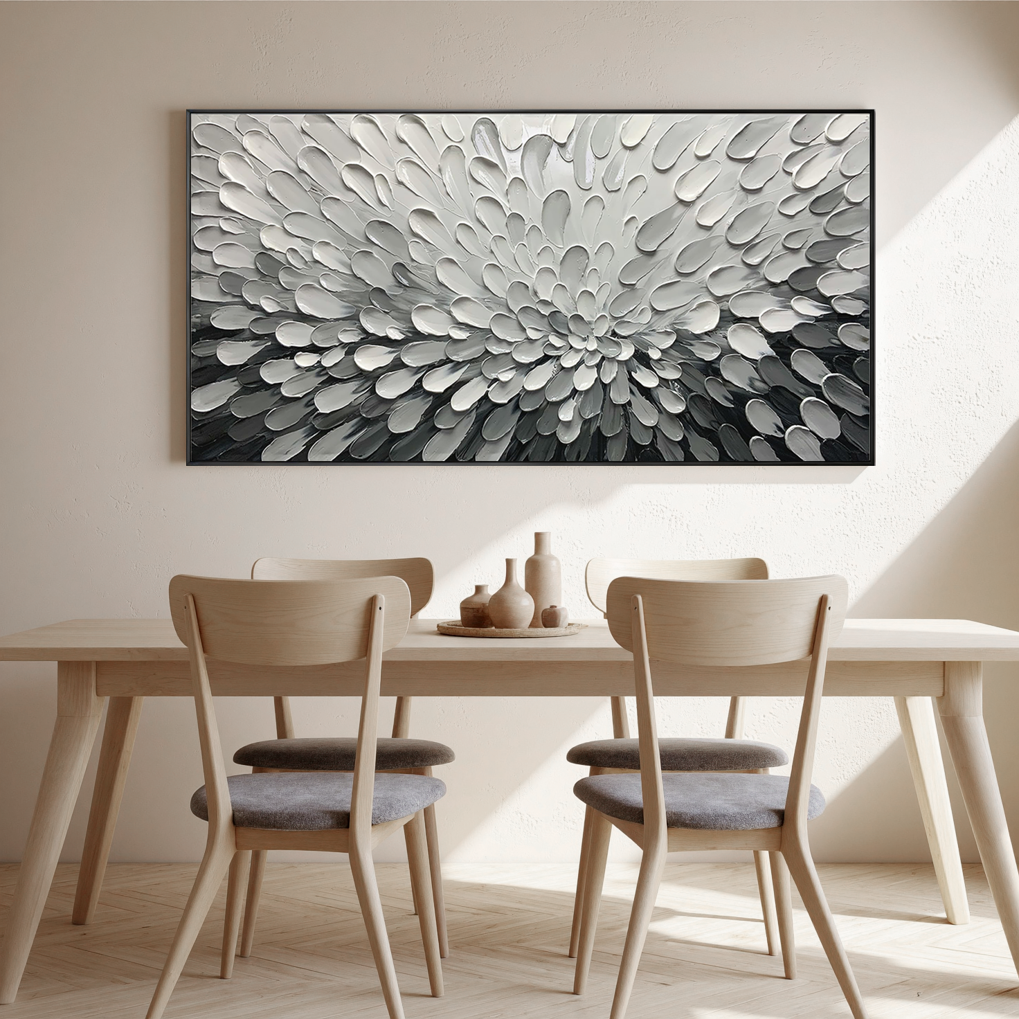 Silver Surge – Grayscale Impasto Palette Knife Texture Painting | Modern Abstract Living Room & Office Art