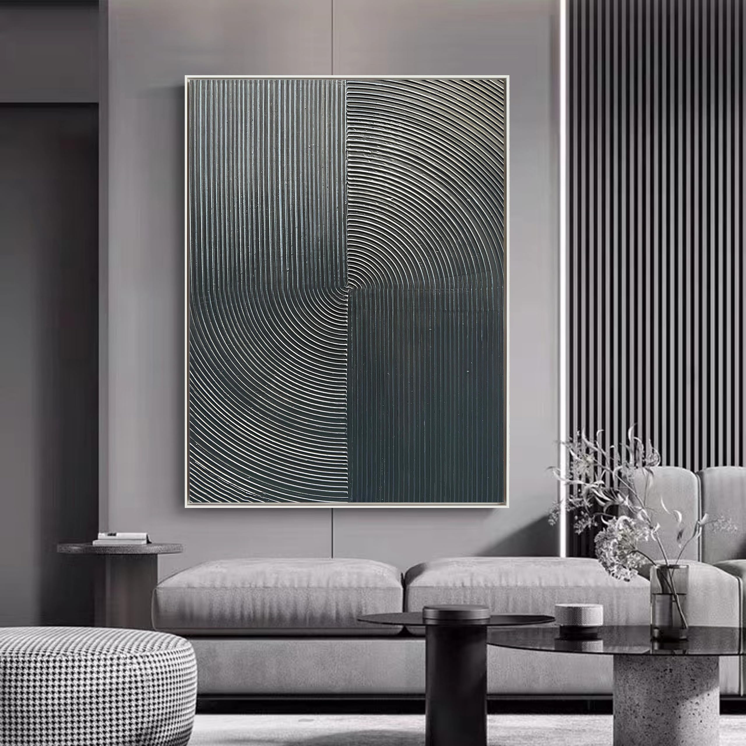Onyx Vortex – Textured Plaster Matrix Relief Modern Painting | Contemporary Plaster Texture Living Room & Office Art