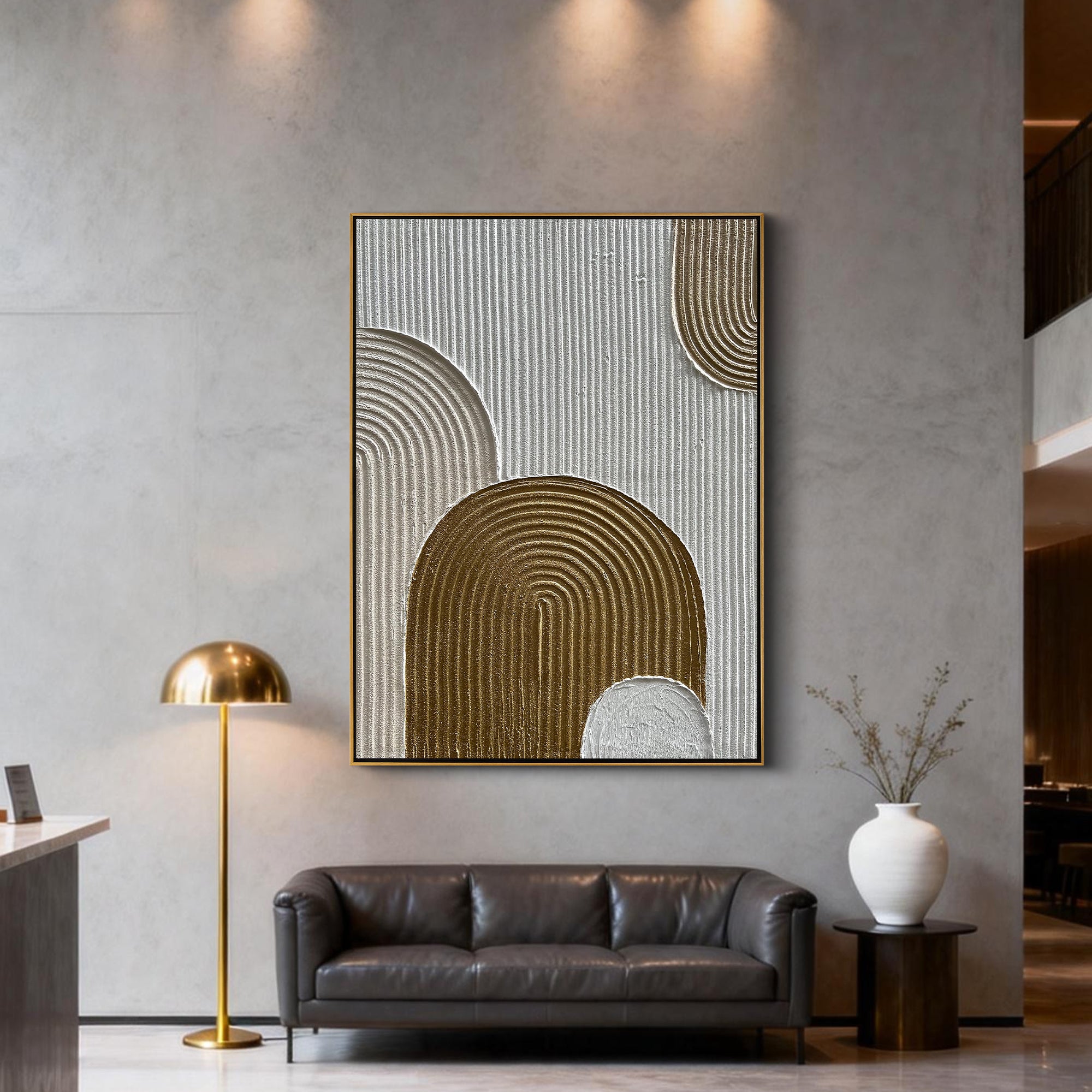 Gates of Serenity – Modern Minimalist Arch Art | Abstract Geometric Textured Living Room Art