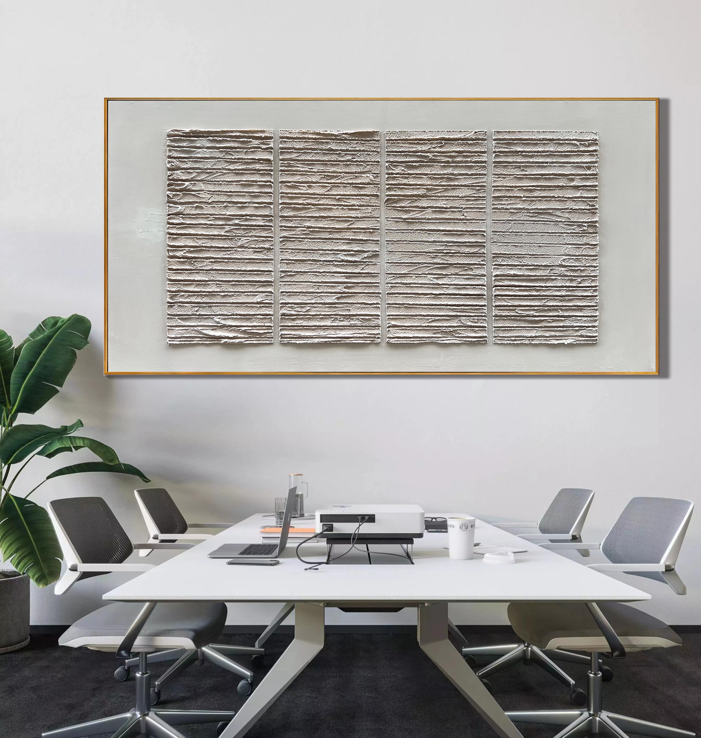 Zen Script – 3D Linear Matrix Relief Wabi-Sabi Painting | Japandi Wabi-Sabi Living Room & Bedroom Art