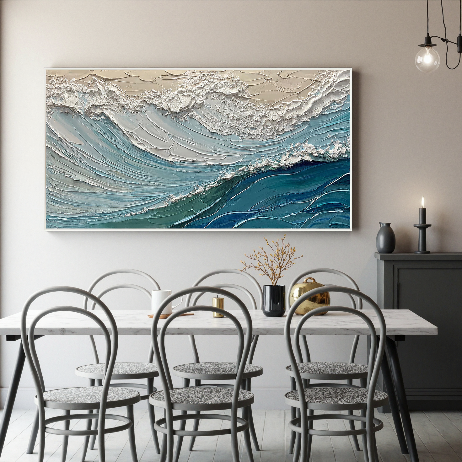 Ocean Surge – Modern Blue Coastal Relief Texture Painting | Coastal Modern Living Room & Bedroom Art