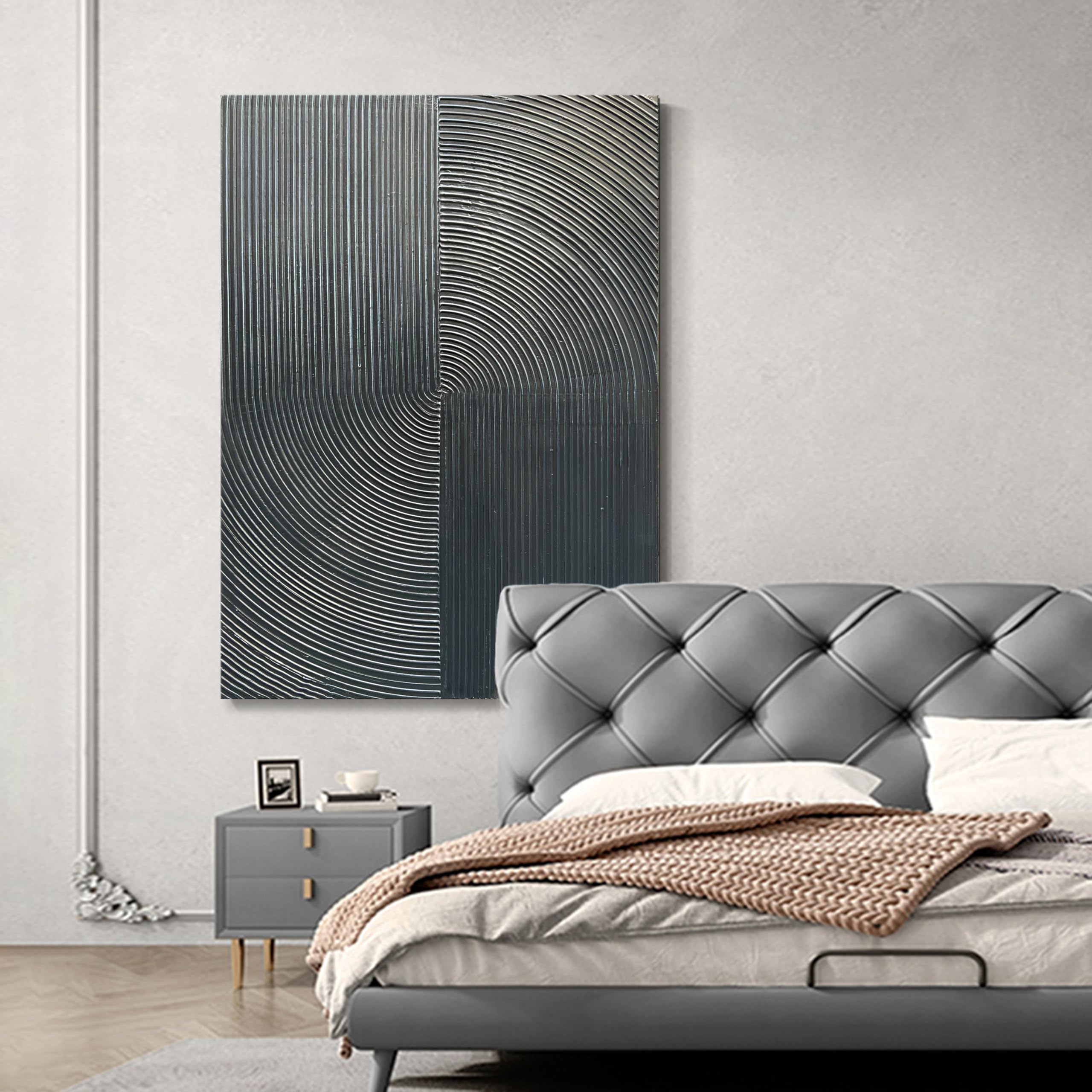 Onyx Vortex – Textured Plaster Matrix Relief Modern Painting | Contemporary Plaster Texture Living Room & Office Art