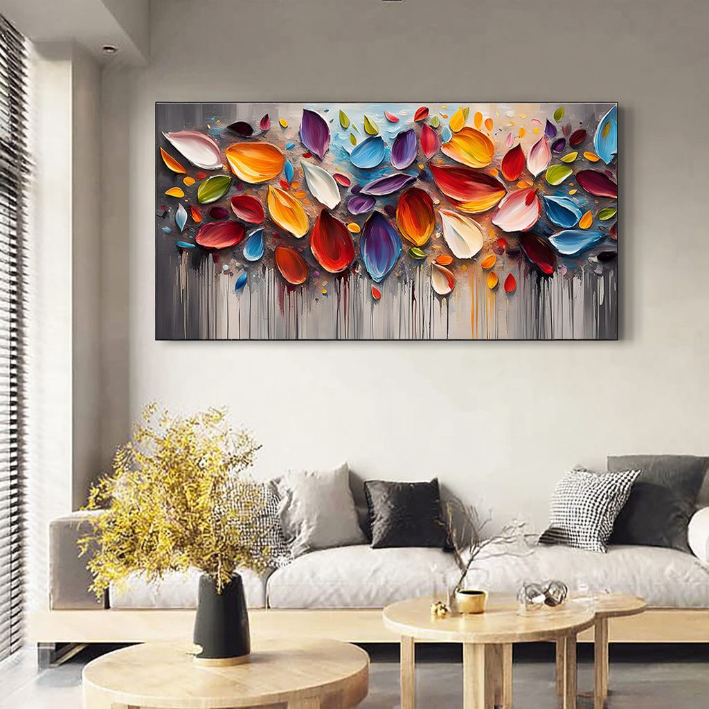 Cosmic Flow – Hand-Painted Multicolored Fluid Ink Style Heavy Texture Palette Knife Oil Abstract Painting | Bold Abstract Palette Knife Living Room Art