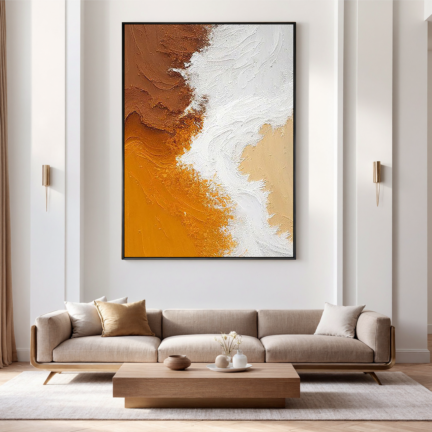 Earthen Tide – Wabi-Sabi Earth Tone Heavy Textured Art | Modern Abstract Living Room Art