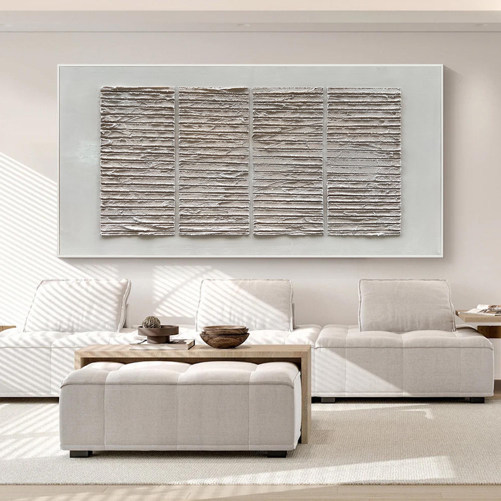 Zen Script – 3D Linear Matrix Relief Wabi-Sabi Painting | Japandi Wabi-Sabi Living Room & Bedroom Art