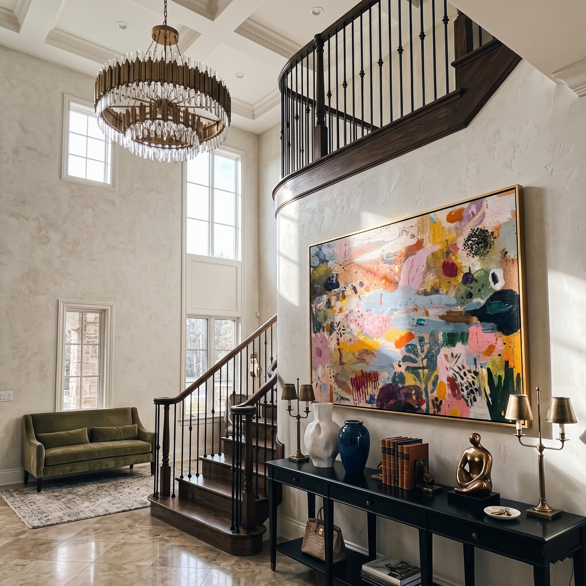 Wild Garden Burst – Colorful Abstract Expressionist Painting | Boho Chic Living Room Art