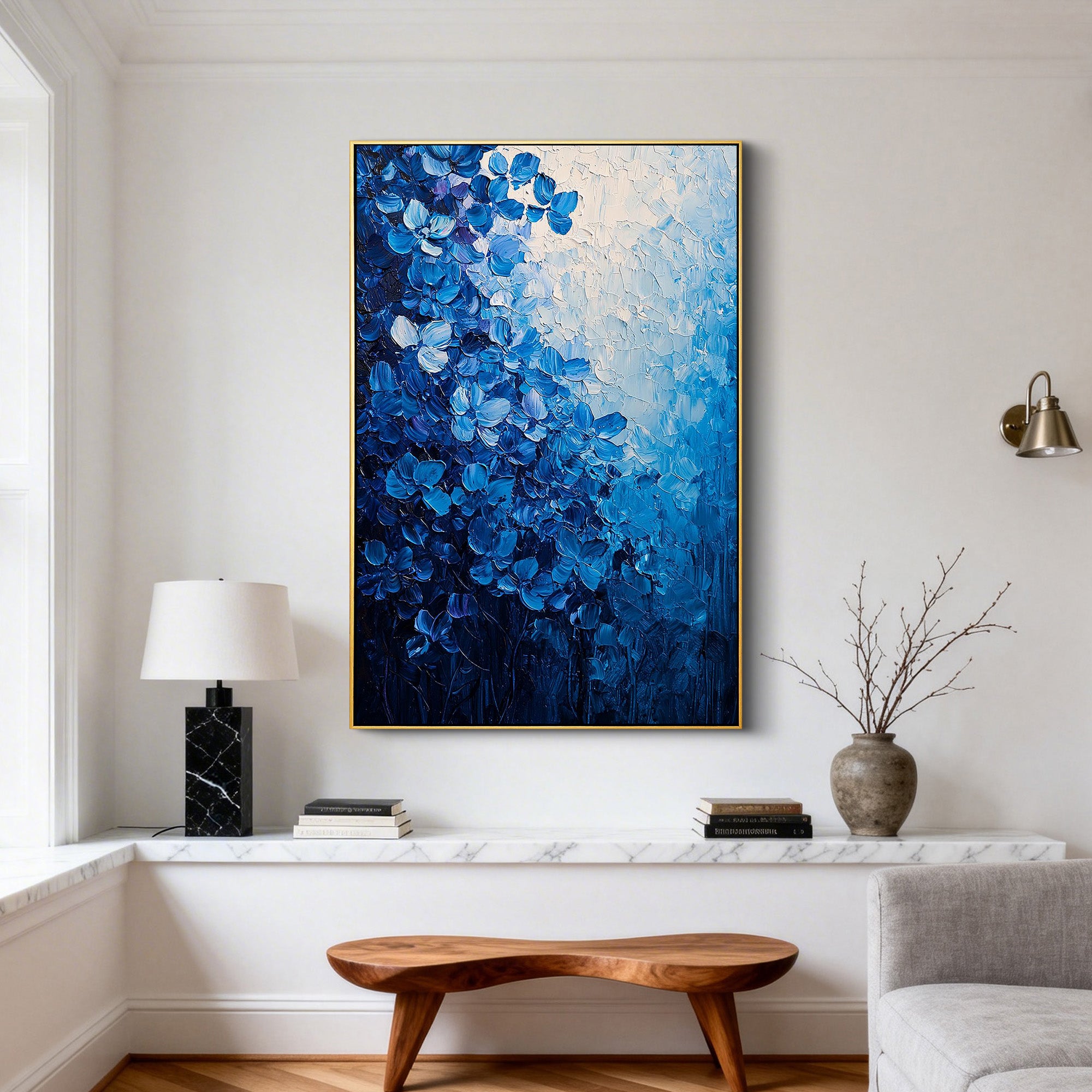 Sandstone Noir – Wabi-sabi Minimalist Plaster Decor Abstract Painting | Modern Noir Wabi-Sabi Living Room & Home Office Art