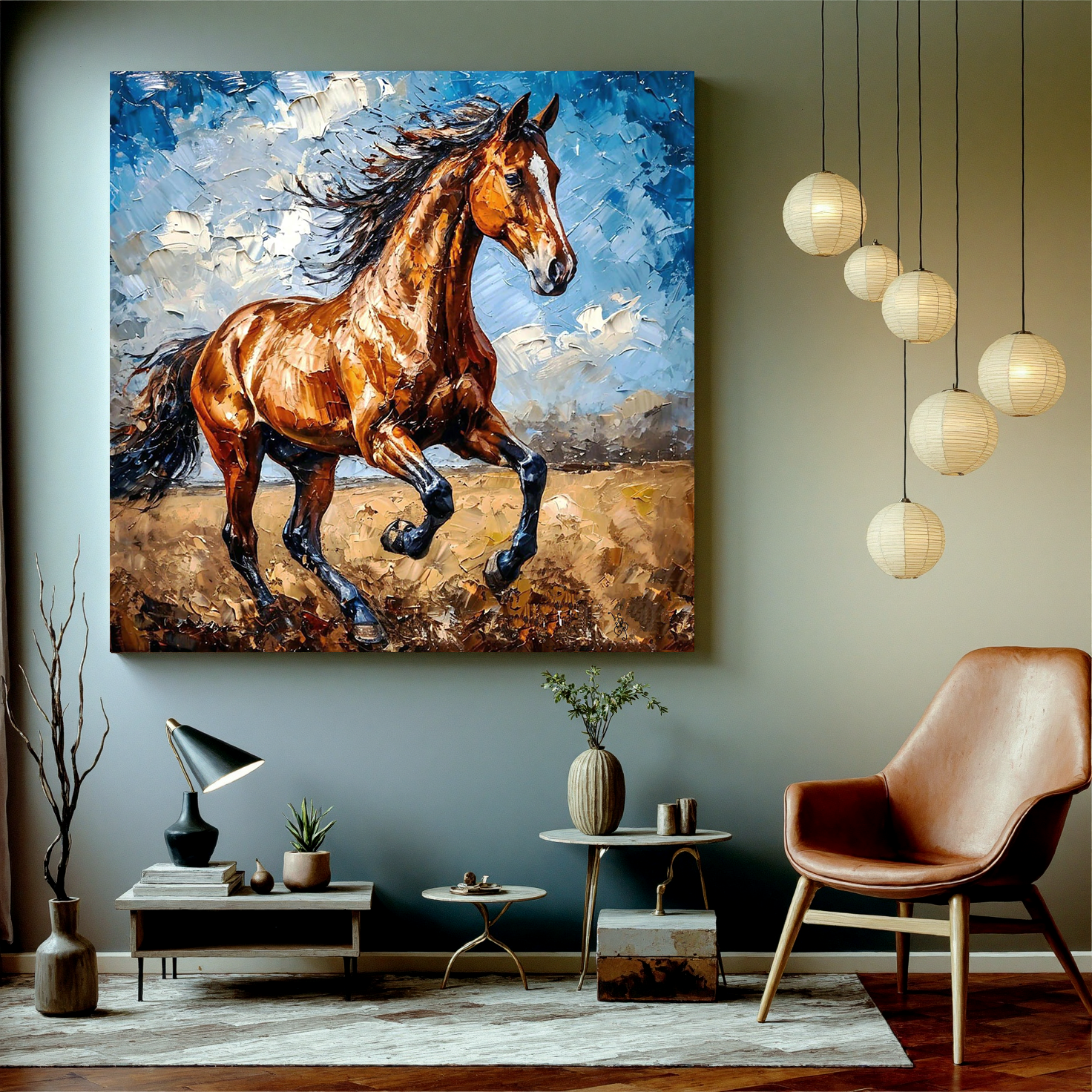 Wild Gallop – Textured Galloping Horse Abstract Painting | Dynamic Modern Living Room Art