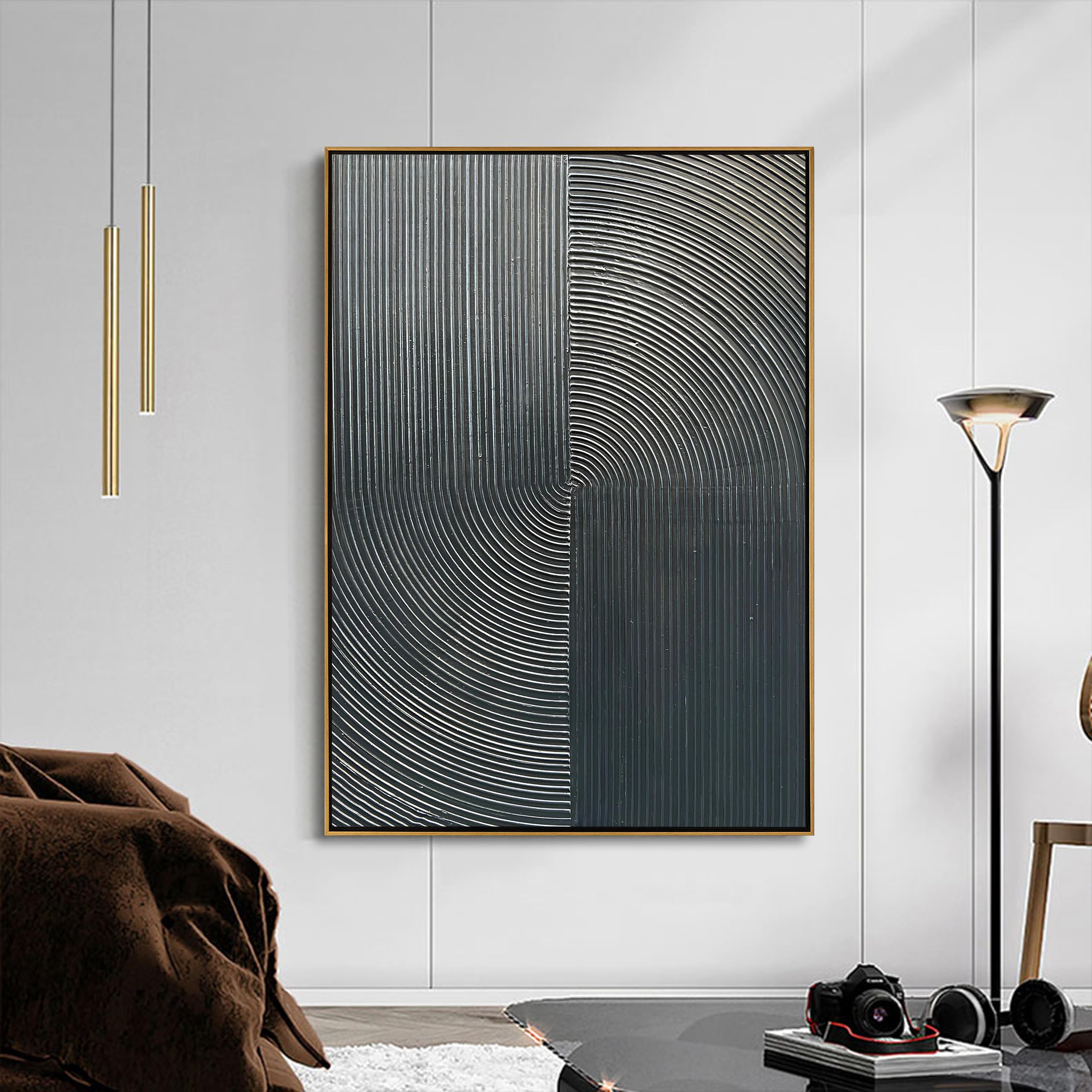 Onyx Vortex – Textured Plaster Matrix Relief Modern Painting | Contemporary Plaster Texture Living Room & Office Art