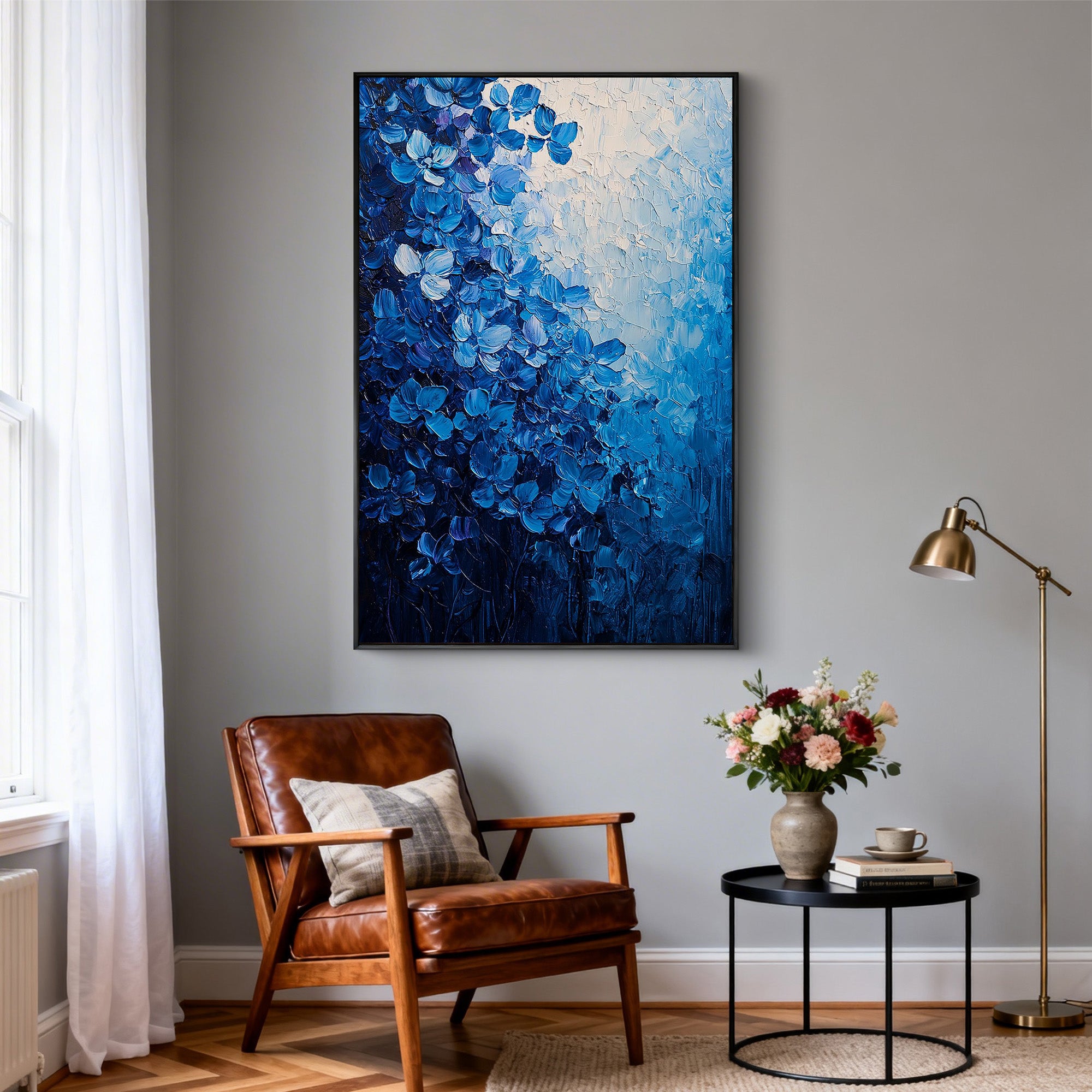 Sandstone Noir – Wabi-sabi Minimalist Plaster Decor Abstract Painting | Modern Noir Wabi-Sabi Living Room & Home Office Art