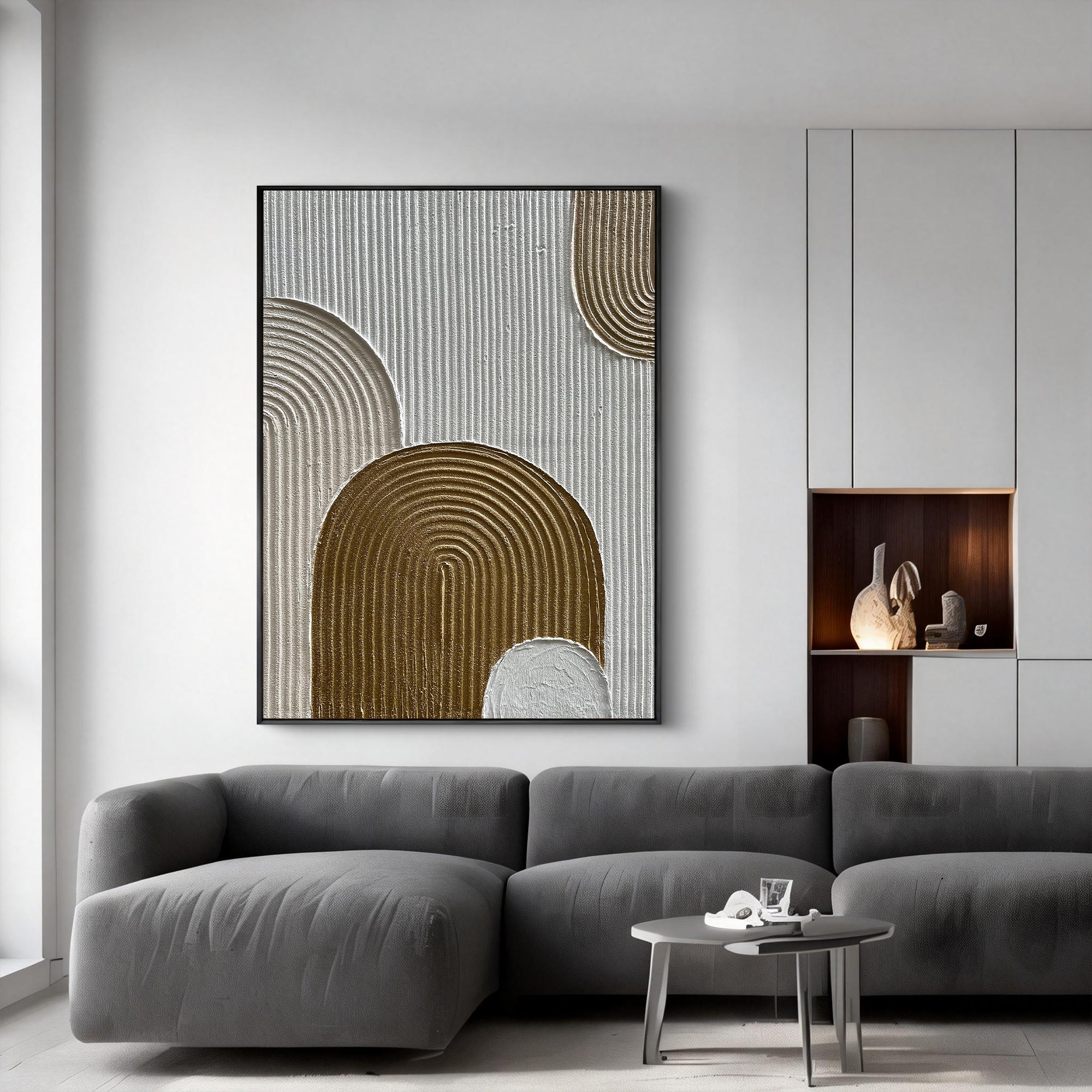 Gates of Serenity – Modern Minimalist Arch Art | Abstract Geometric Textured Living Room Art