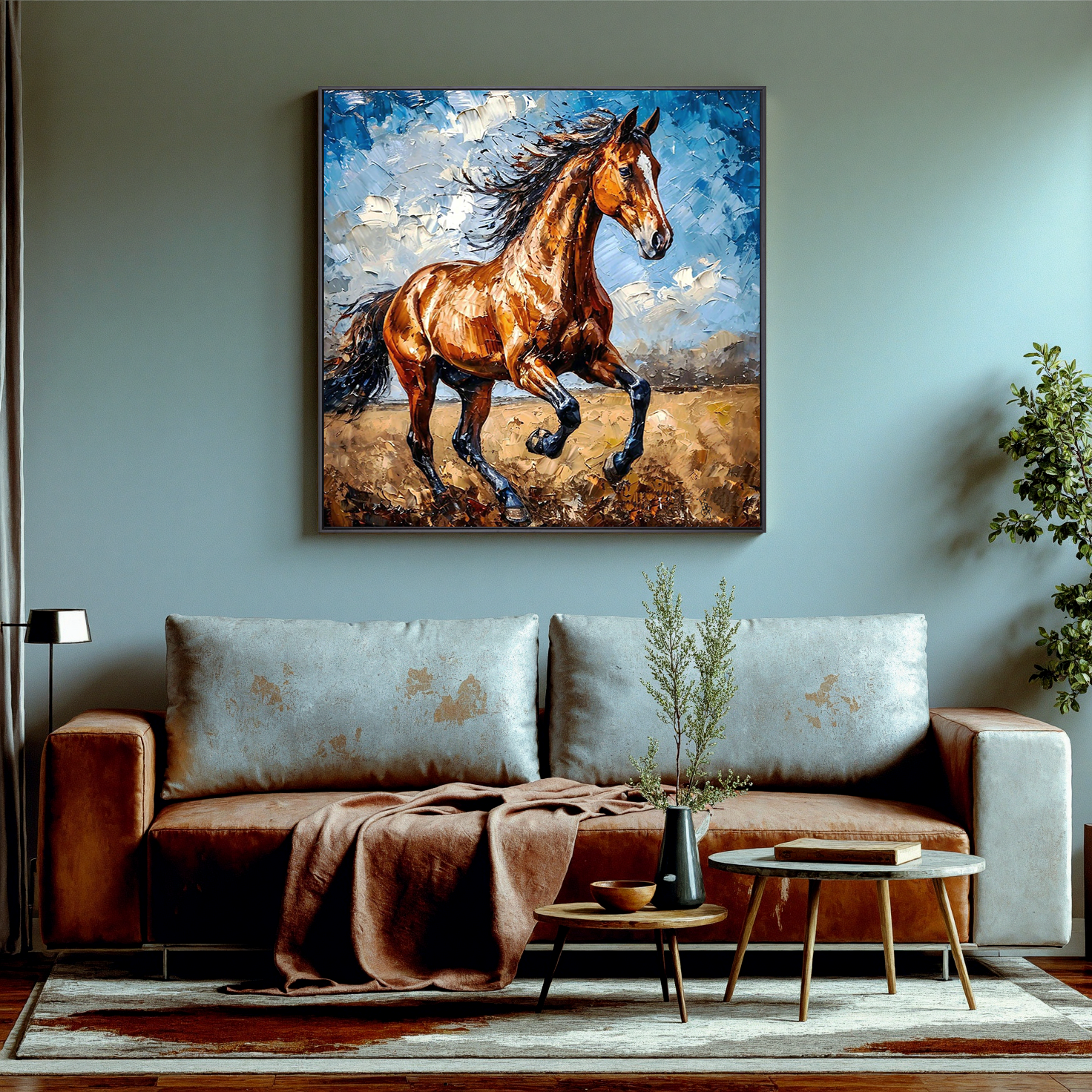 Wild Gallop – Textured Galloping Horse Abstract Painting | Dynamic Modern Living Room Art
