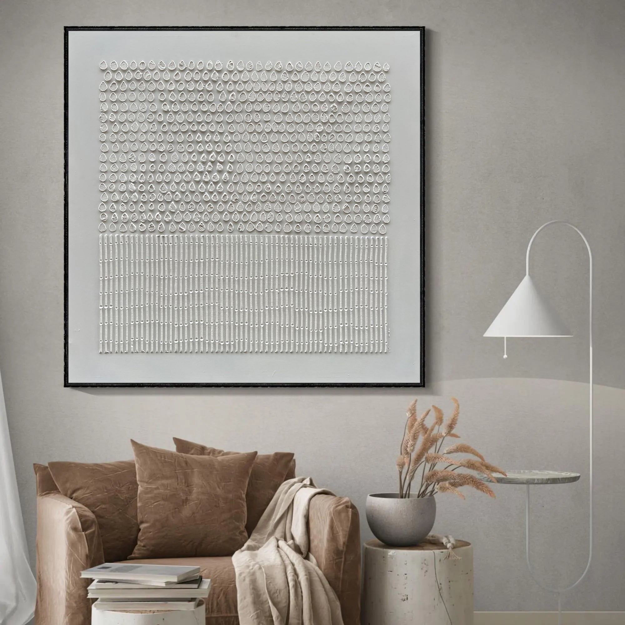 Silent Order – Minimalist Monochromatic Geometric Art | Luxury Modern Wabi-Sabi Living Room Art