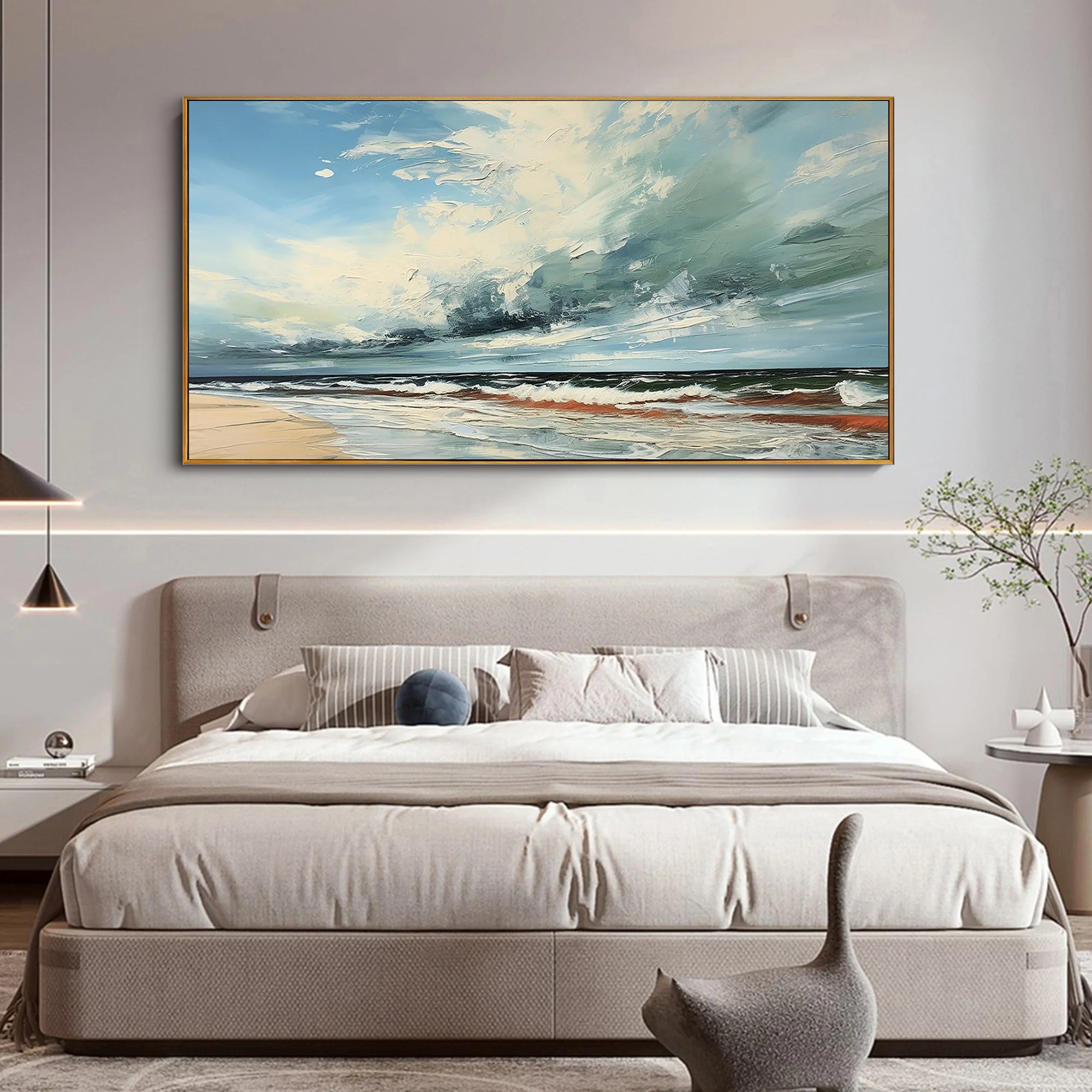 Ocean Storm – Modern Coastal Impasto Relief Texture Painting | Coastal Modern Living Room & Bedroom Art