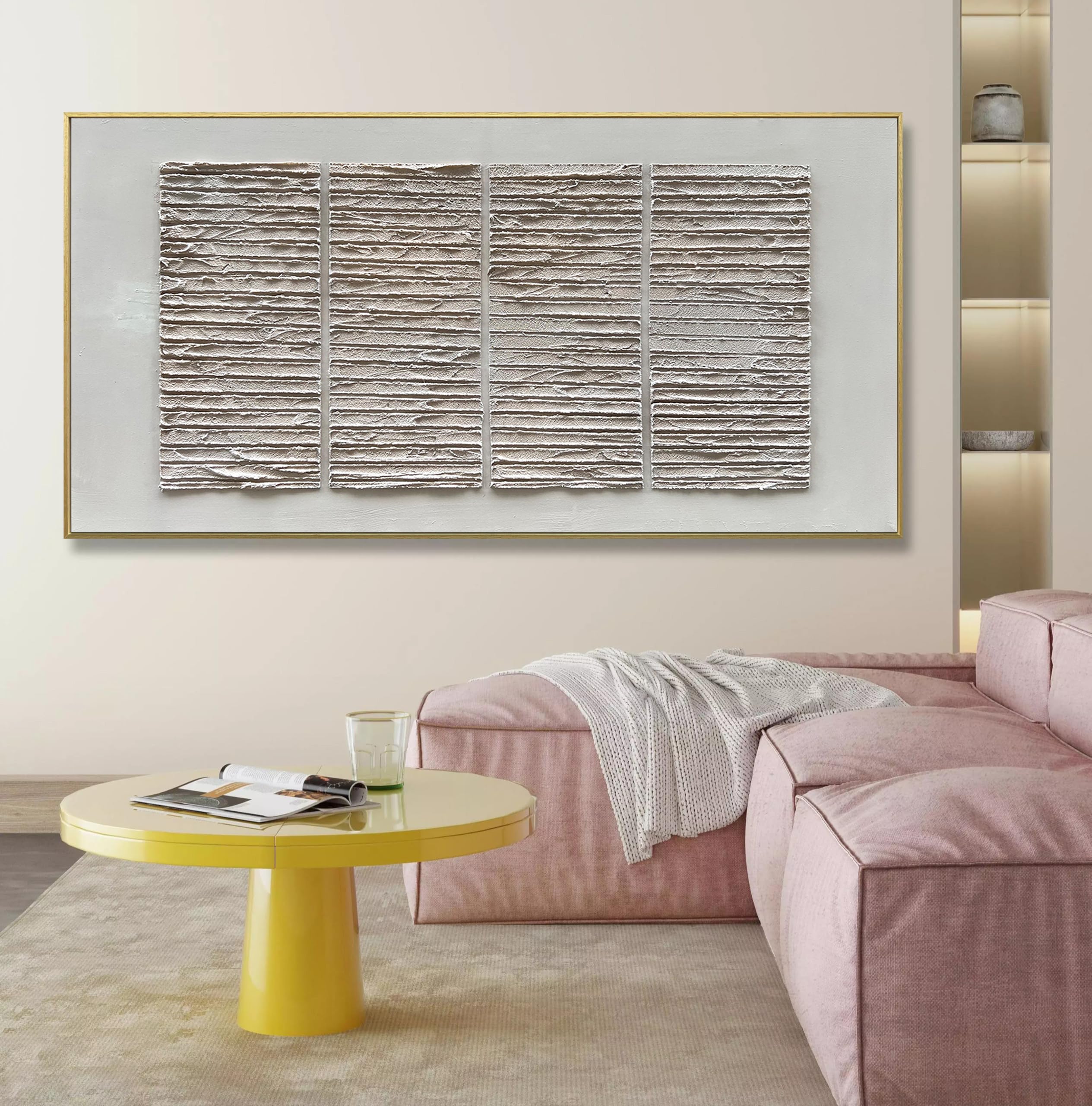 Zen Script – 3D Linear Matrix Relief Wabi-Sabi Painting | Japandi Wabi-Sabi Living Room & Bedroom Art