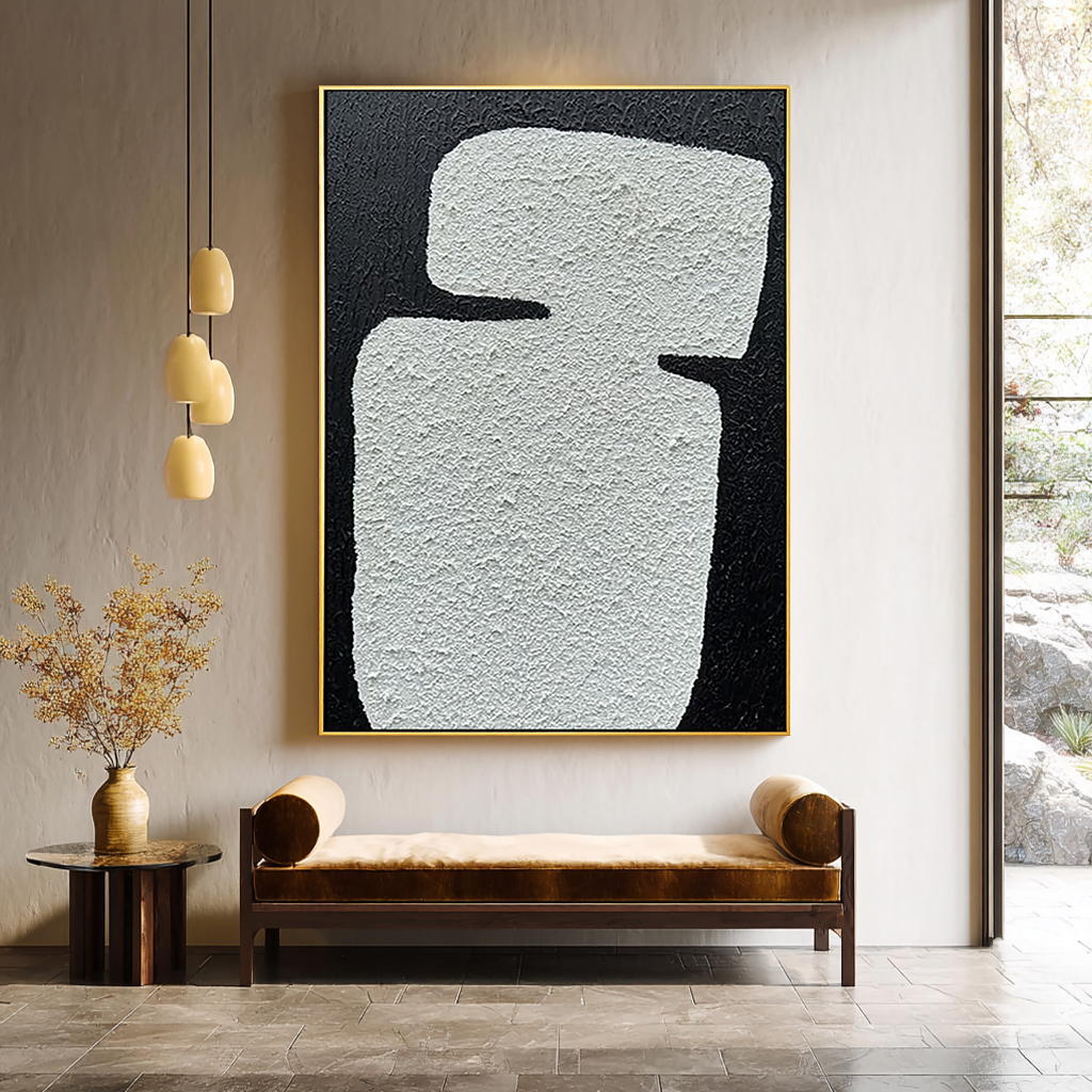 MONOLITH RIDGE: Modern Abstract Minimalist Wall Art, 3D Heavy Texture Plaster Relief Painting