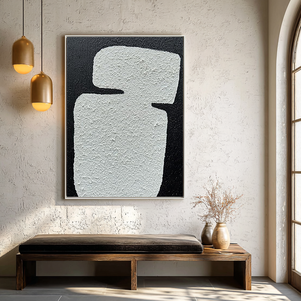 MONOLITH RIDGE: Modern Abstract Minimalist Wall Art, 3D Heavy Texture Plaster Relief Painting