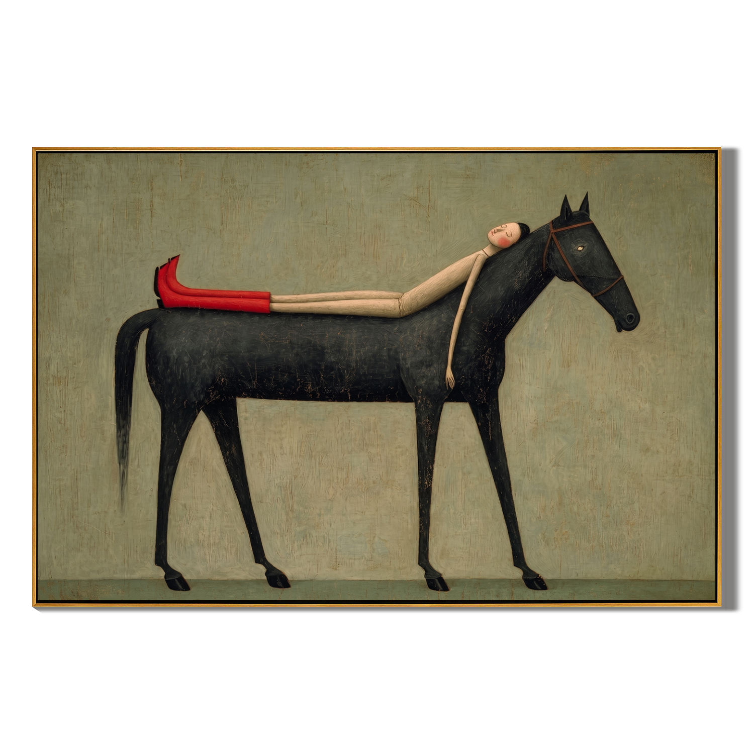 Dreamy Companion – Modern Whimsical Canvas Art | Minimalist Surrealism Living Room Art