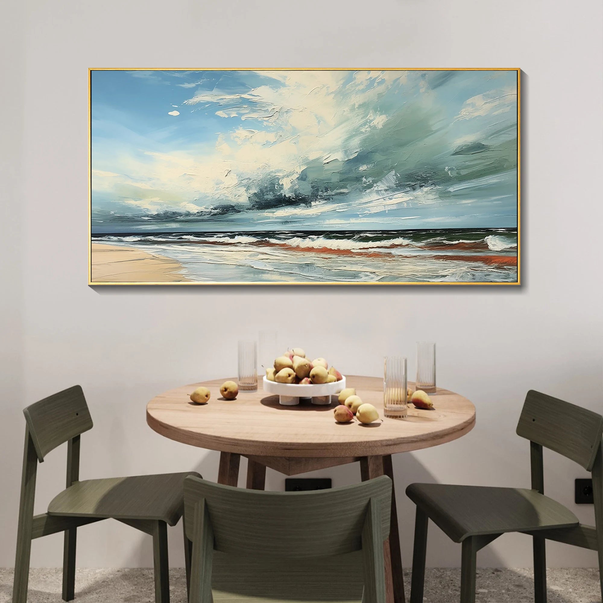 Ocean Storm – Modern Coastal Impasto Relief Texture Painting | Coastal Modern Living Room & Bedroom Art