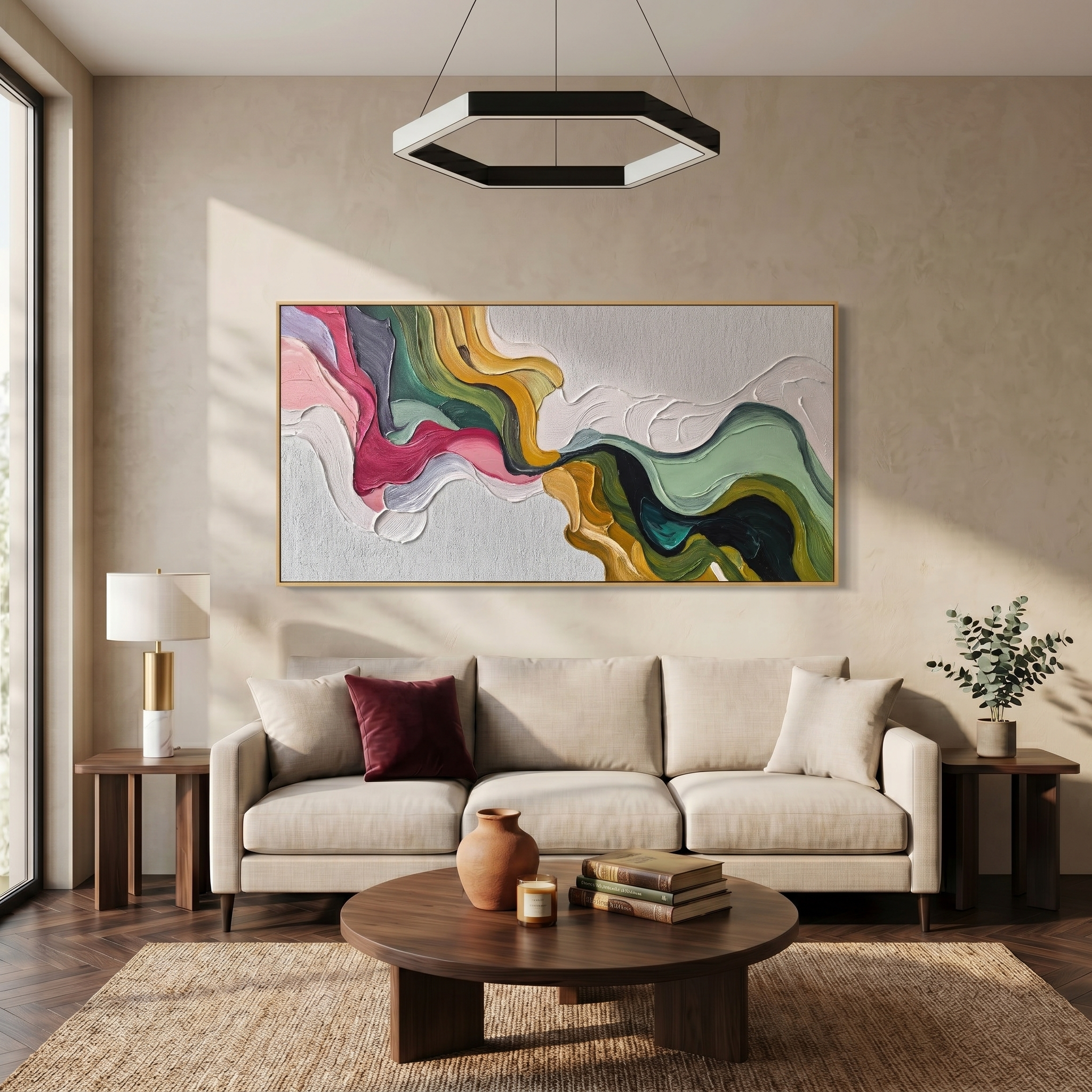Earth's Veins – Modern Sculptural Texture Abstract Painting | Wabi-Sabi Vintage Green Entryway Wall Art