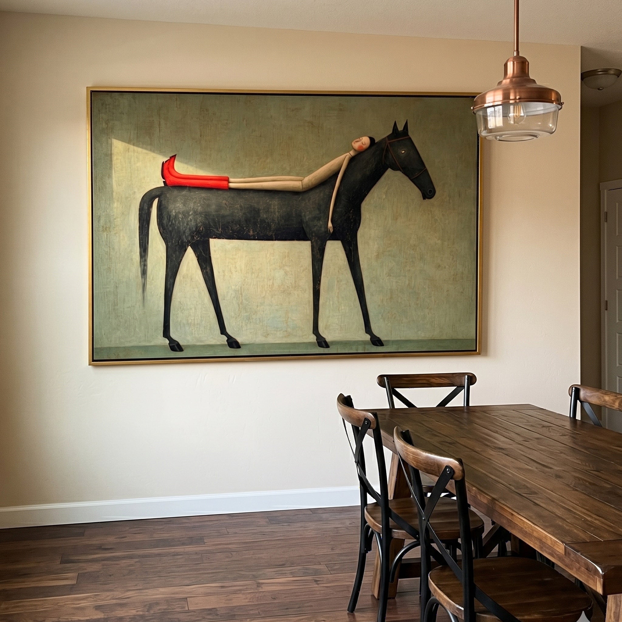 Dreamy Companion – Modern Whimsical Canvas Art | Minimalist Surrealism Living Room Art