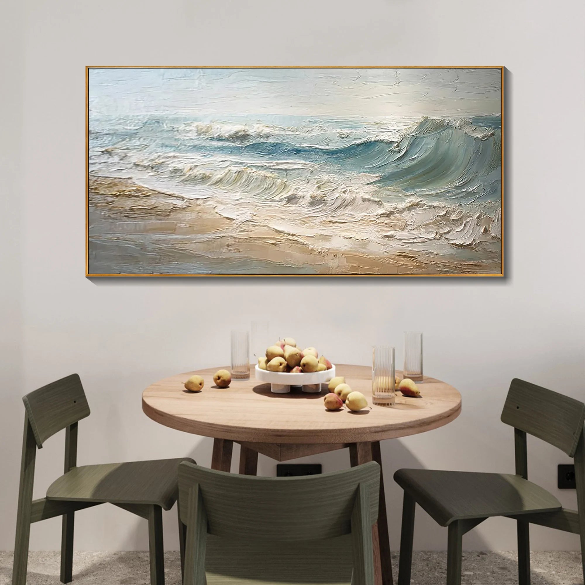 Ocean Mist – Modern Coastal Plaster Relief Texture Painting | Coastal Modern Living Room & Bedroom Art