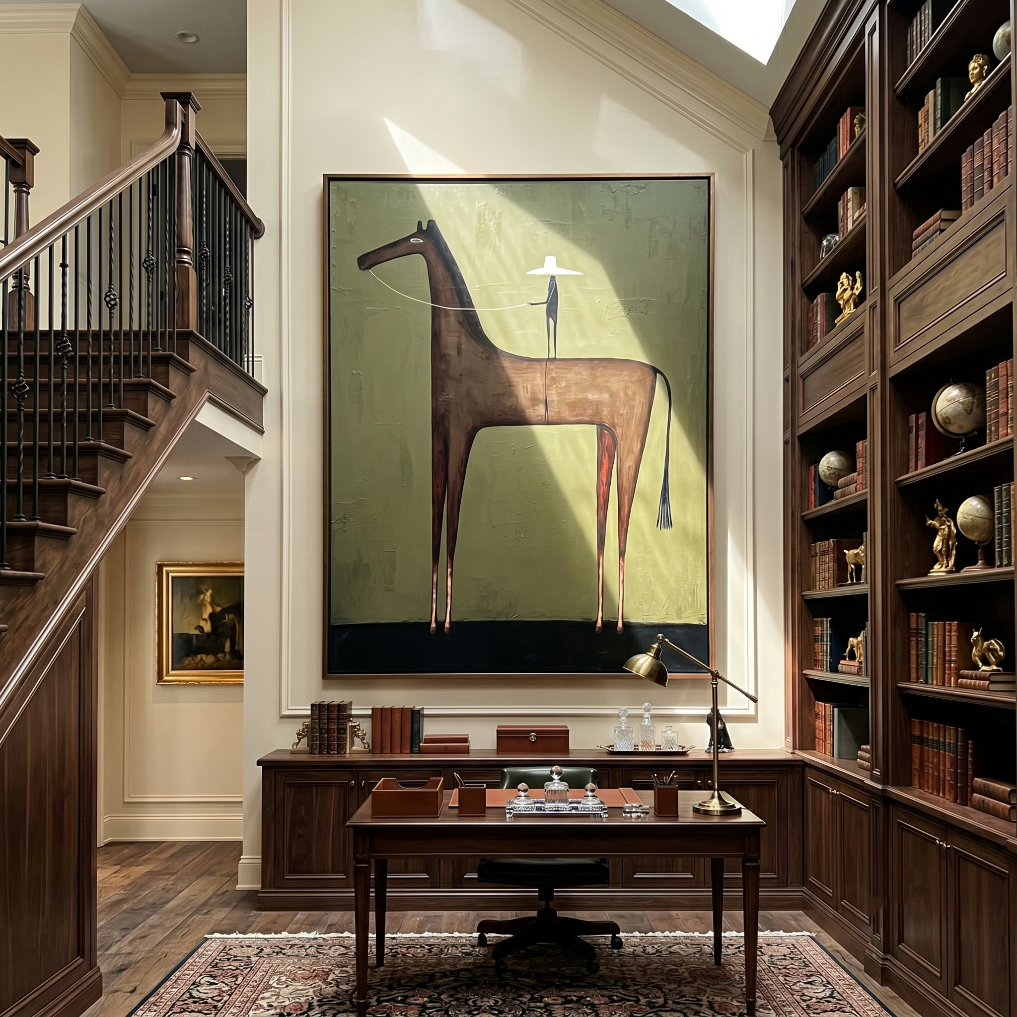 Towering Grace – Minimalist Equestrian Abstract Painting | Heavy Texture Wabi-Sabi Wall Art