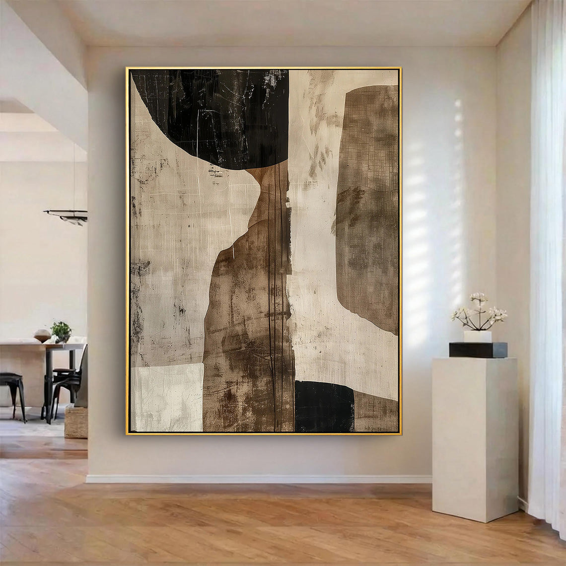 Earthen Monolith – Modern Industrial Textured Canvas Wabi-Sabi Painting | Japandi Wabi-Sabi Living Room & Bedroom Art