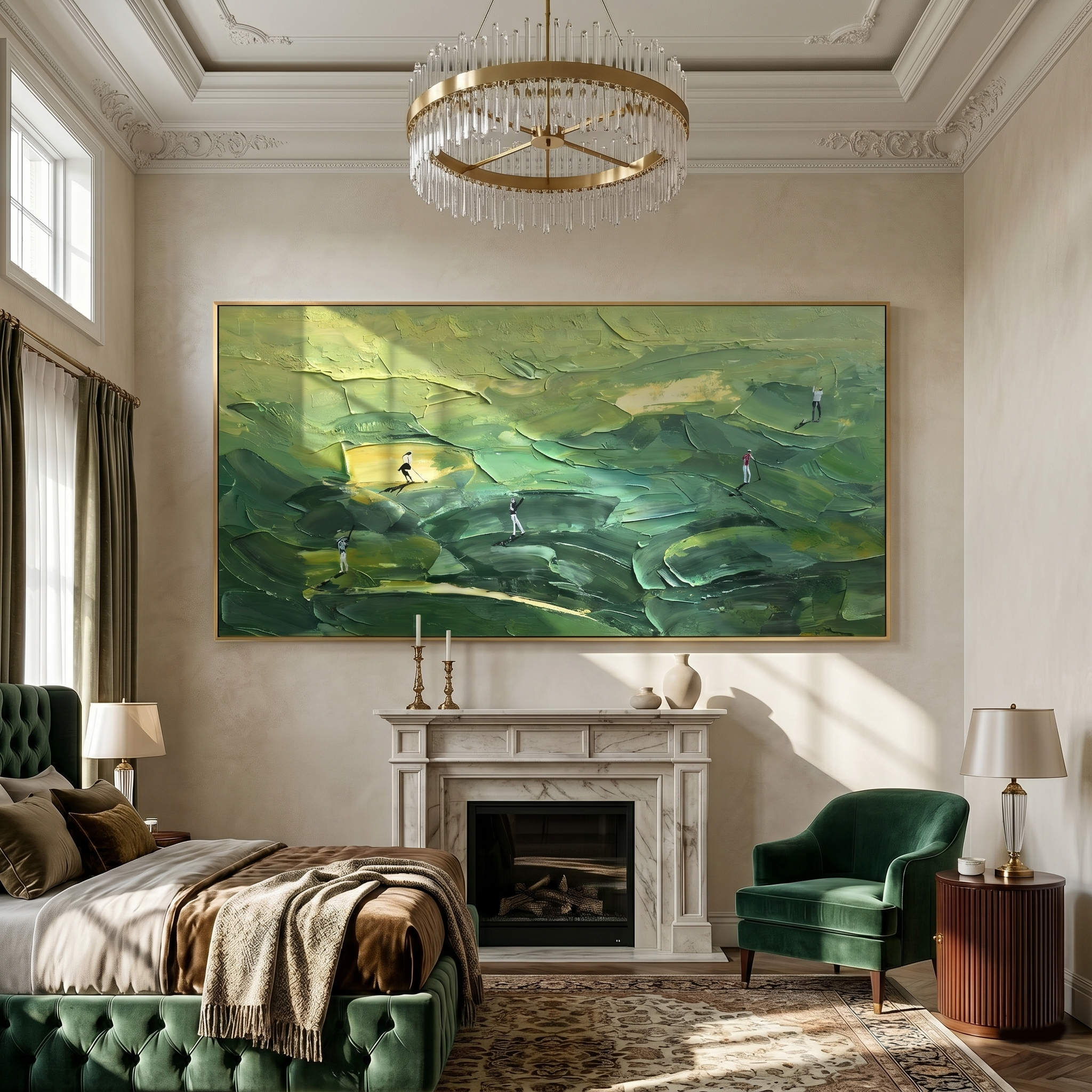 The Perfect Swing – Heavy Texture Golf Course Painting | Modern Minimalist Home Office Wall Art