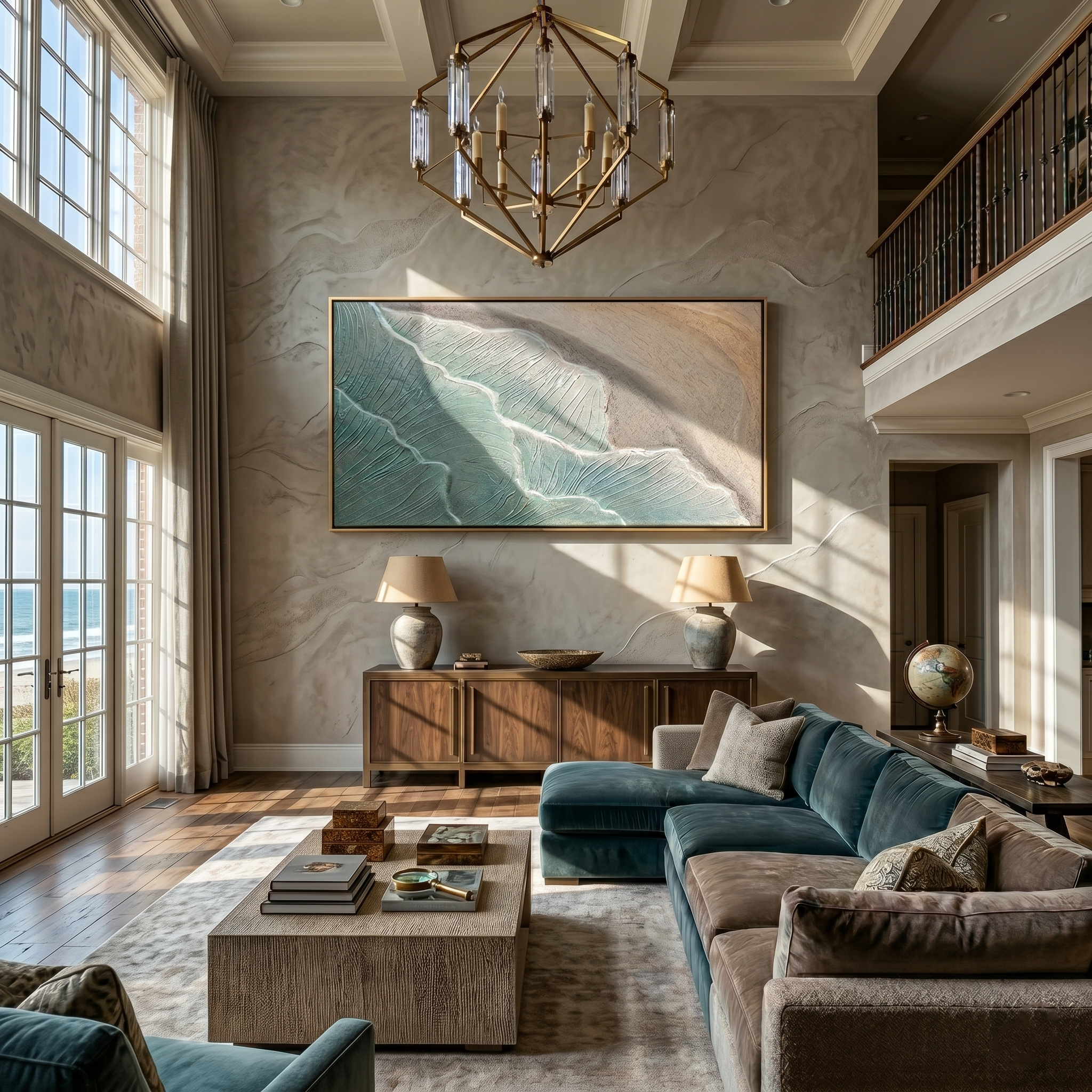 Tidal Serenity – Abstract Coastal Impasto Painting | Heavy Texture Modern Organic Wall Art