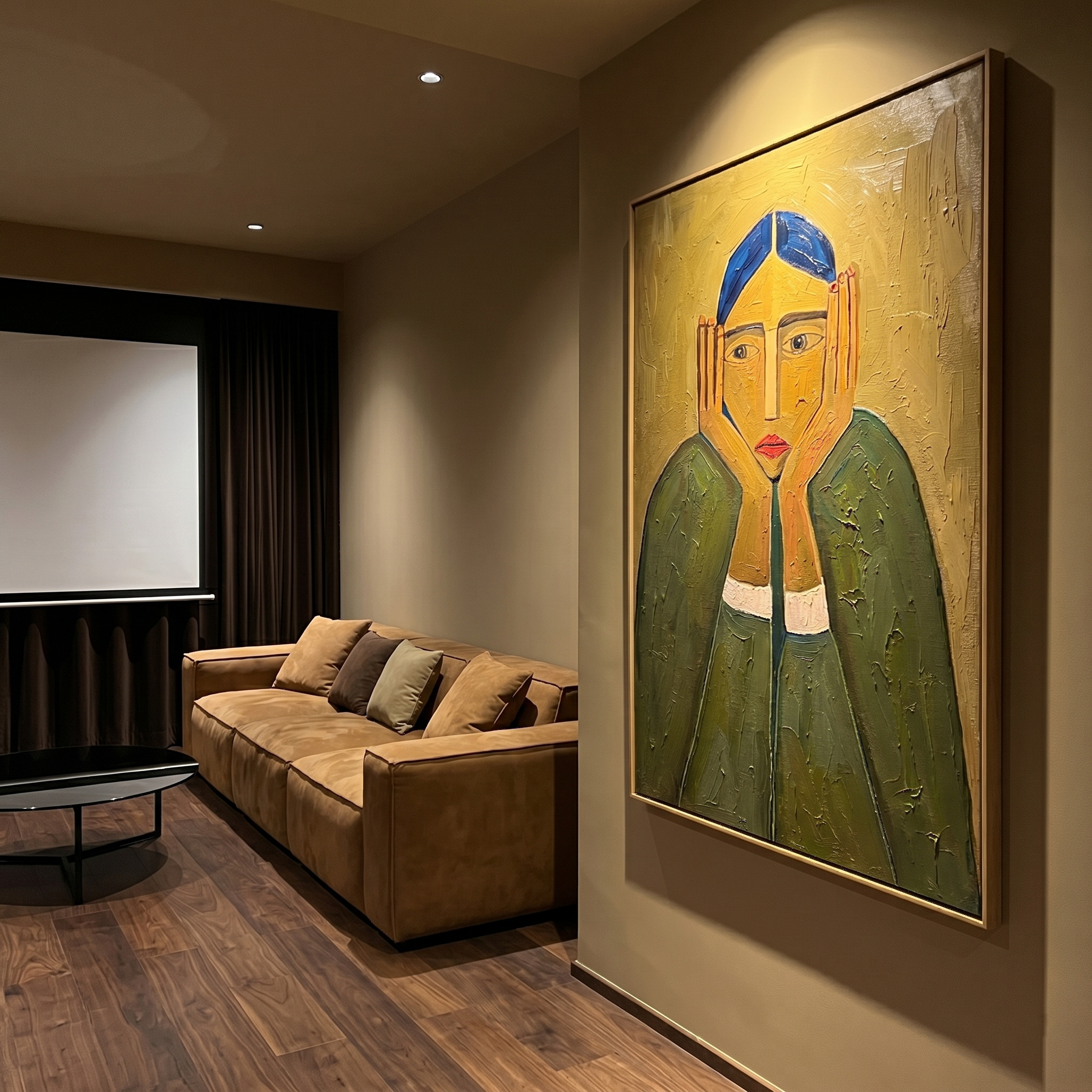 The Silent Gaze – Modern Expressionist Figure Painting | Wabi-Sabi Minimalist Entryway Wall Art