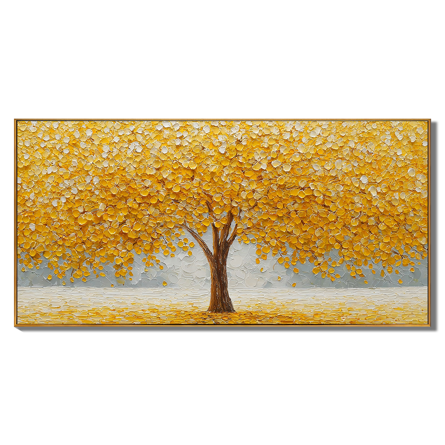 Gilded Opulence – Modern Impasto Golden Money Tree | Minimalist Sculptural Living Room Art