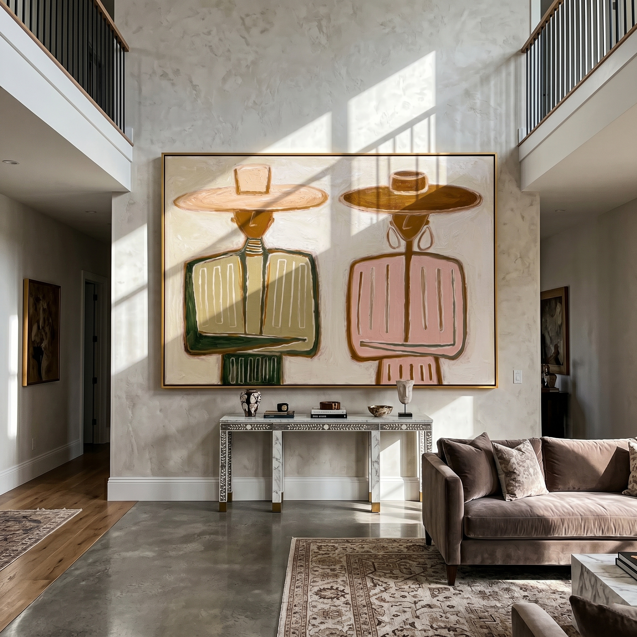 Quiet Harmony – Abstract Geometric Figures Painting | Heavy Texture Wabi-Sabi Wall Art