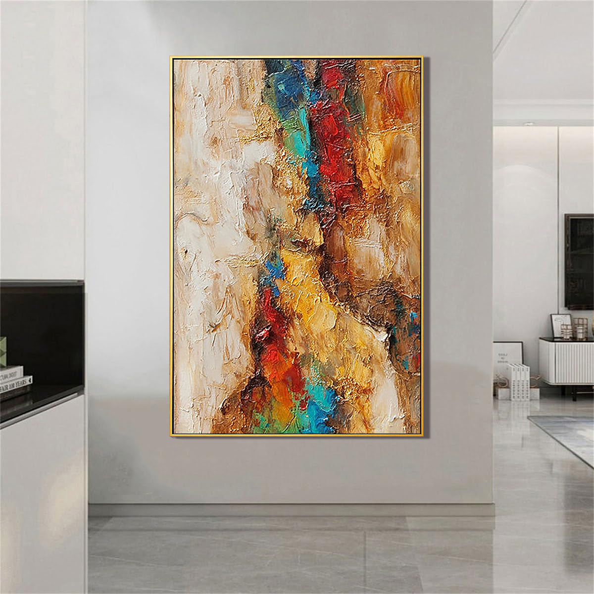 Magma Flow – Heavy Texture Colorful Abstract Painting | Bold Abstract Palette Knife Living Room Art