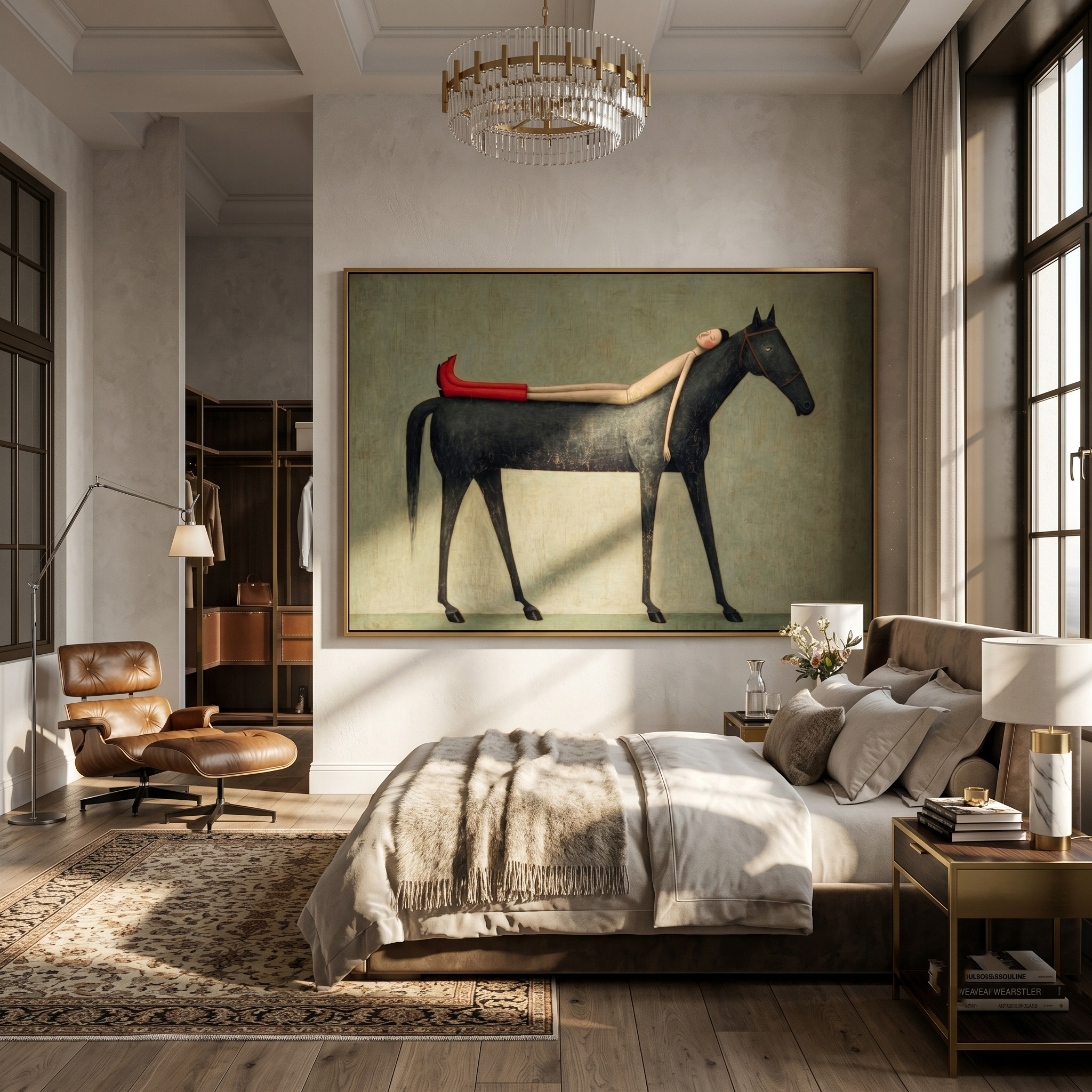Dreamy Companion – Modern Whimsical Canvas Art | Minimalist Surrealism Living Room Art