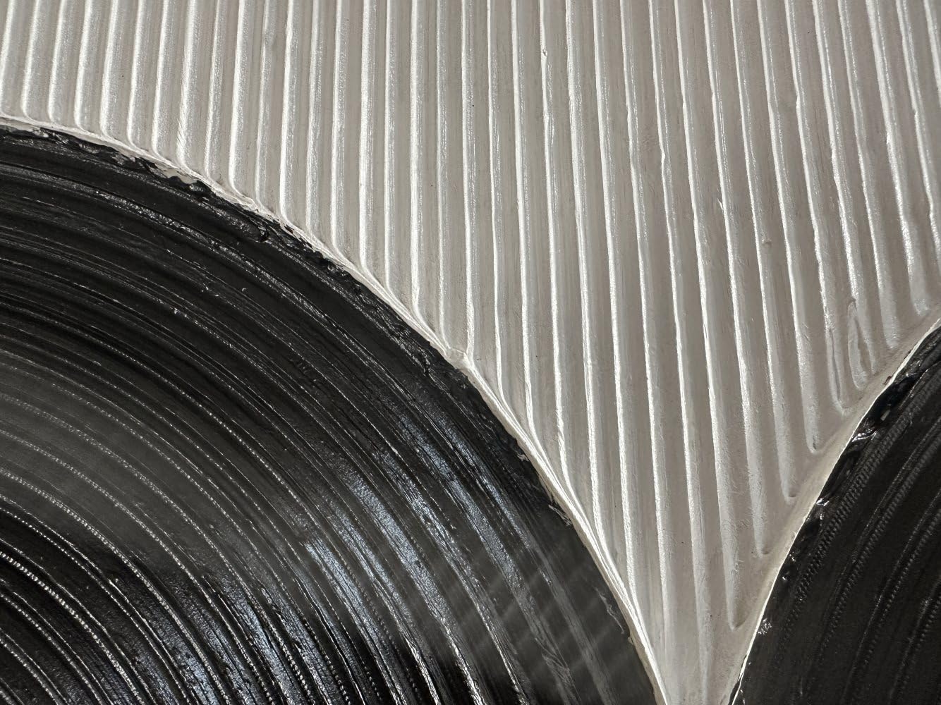 BOLD RHYTHM- Wabi-sabi Linear Texture Painting | Minimalist Black & White Sculptural Hallway Art
